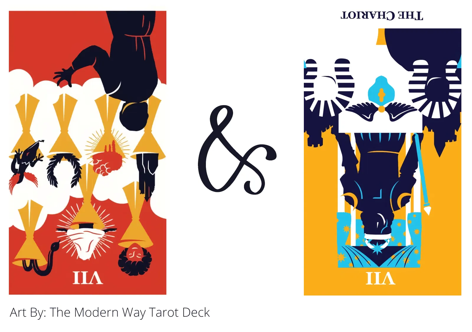 seven of cups reversed and the chariot reversed tarot cards together