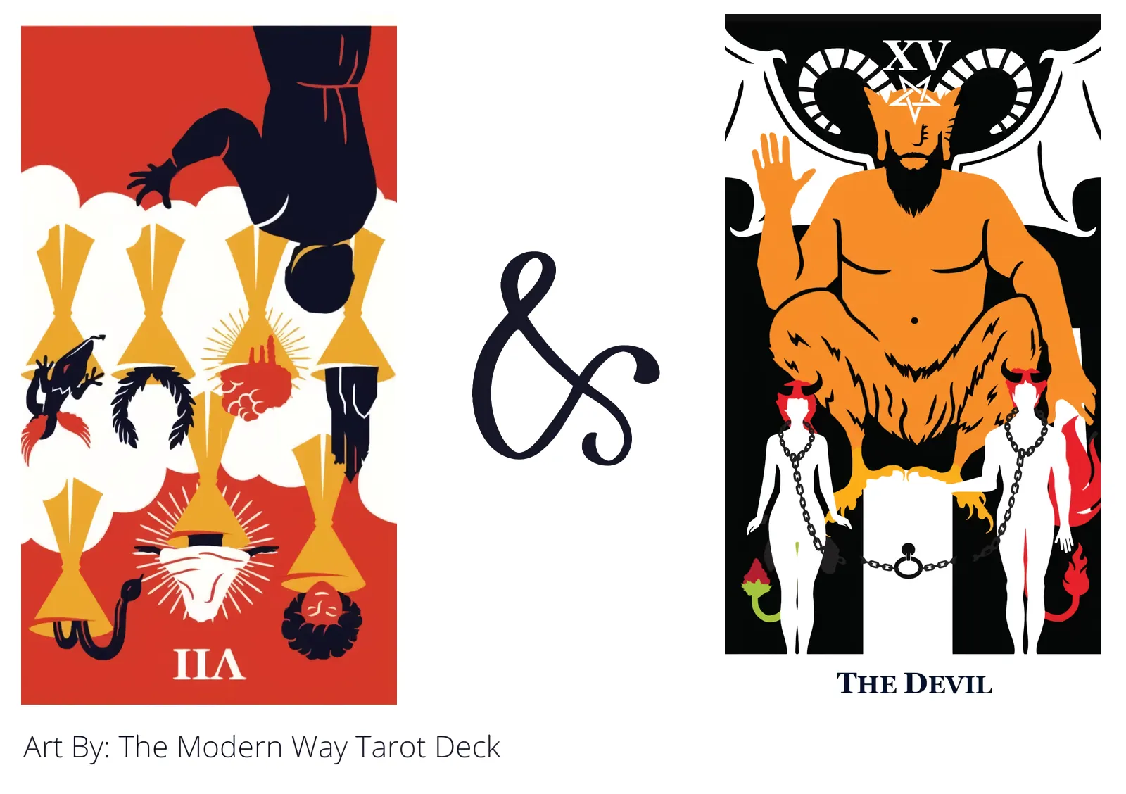 seven of cups reversed and the devil tarot cards together