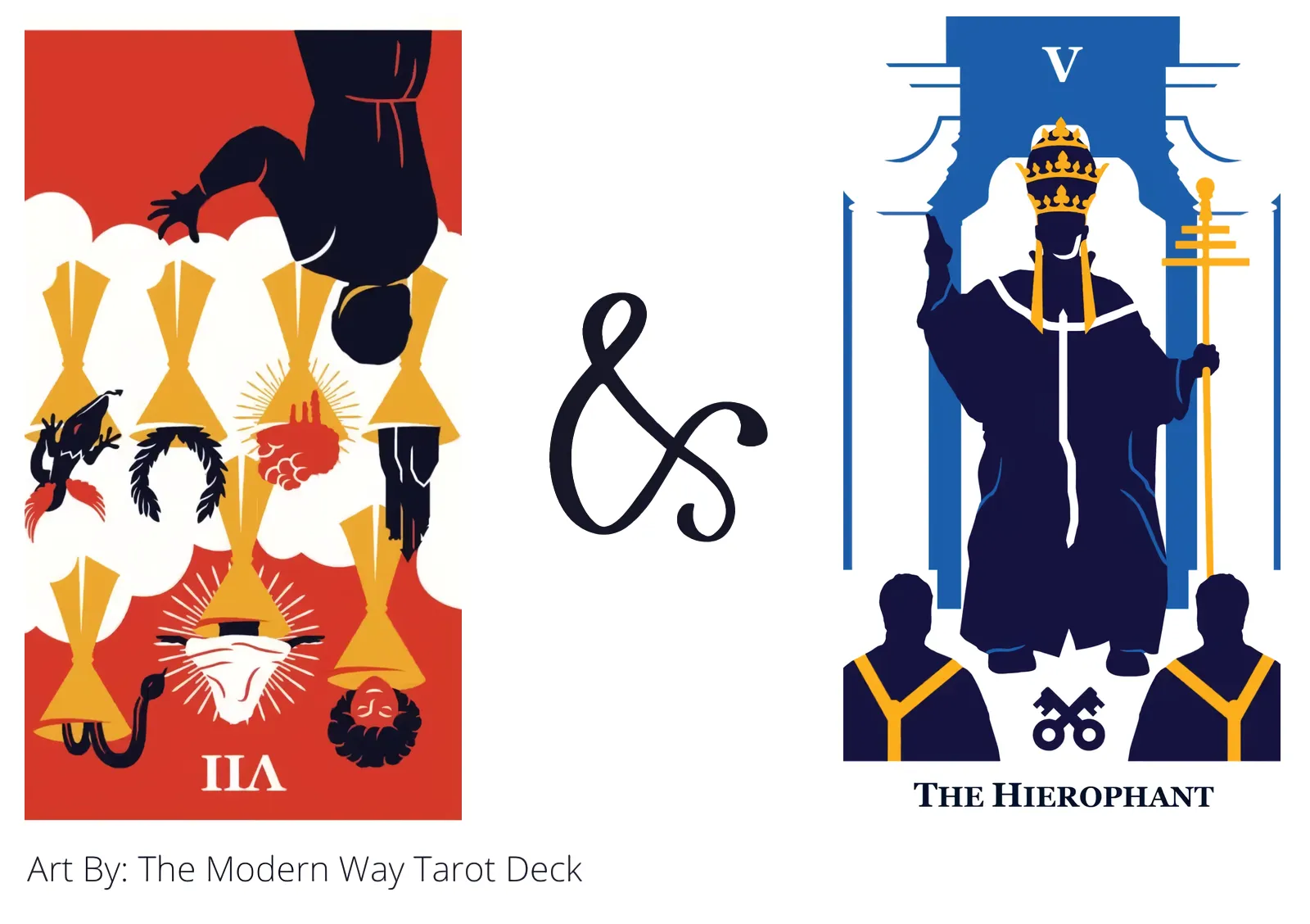seven of cups reversed and the hierophant tarot cards together