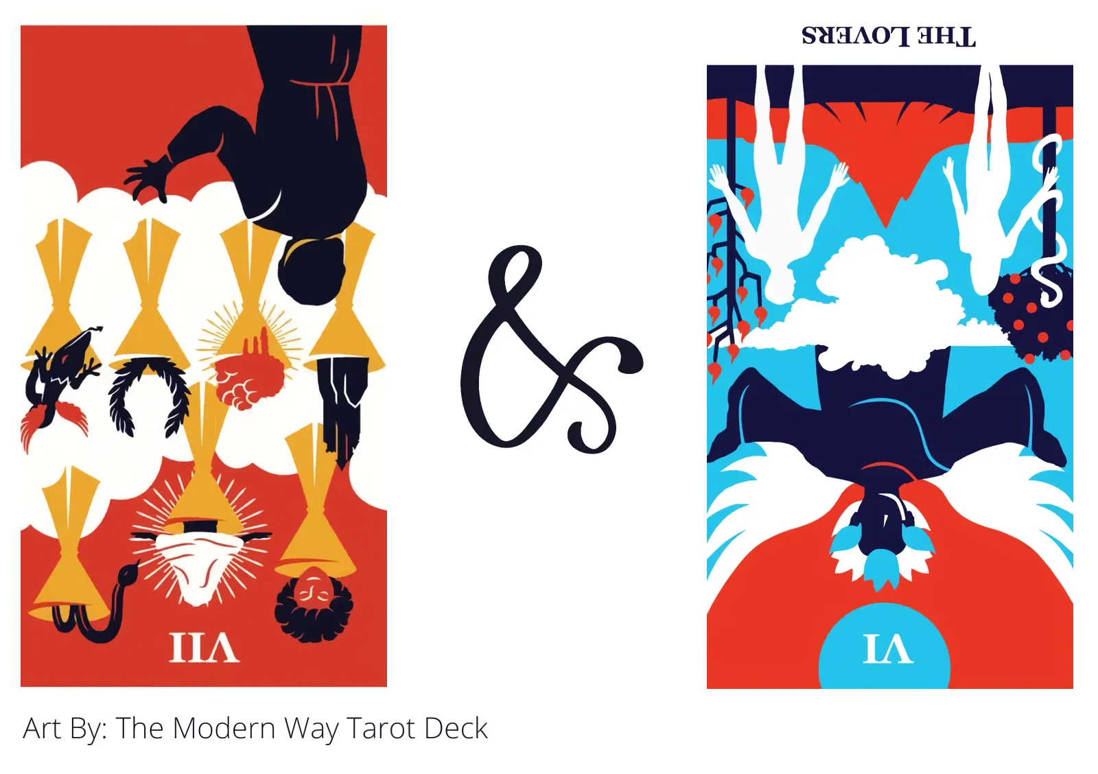 seven of cups reversed and the lovers reversed tarot cards together