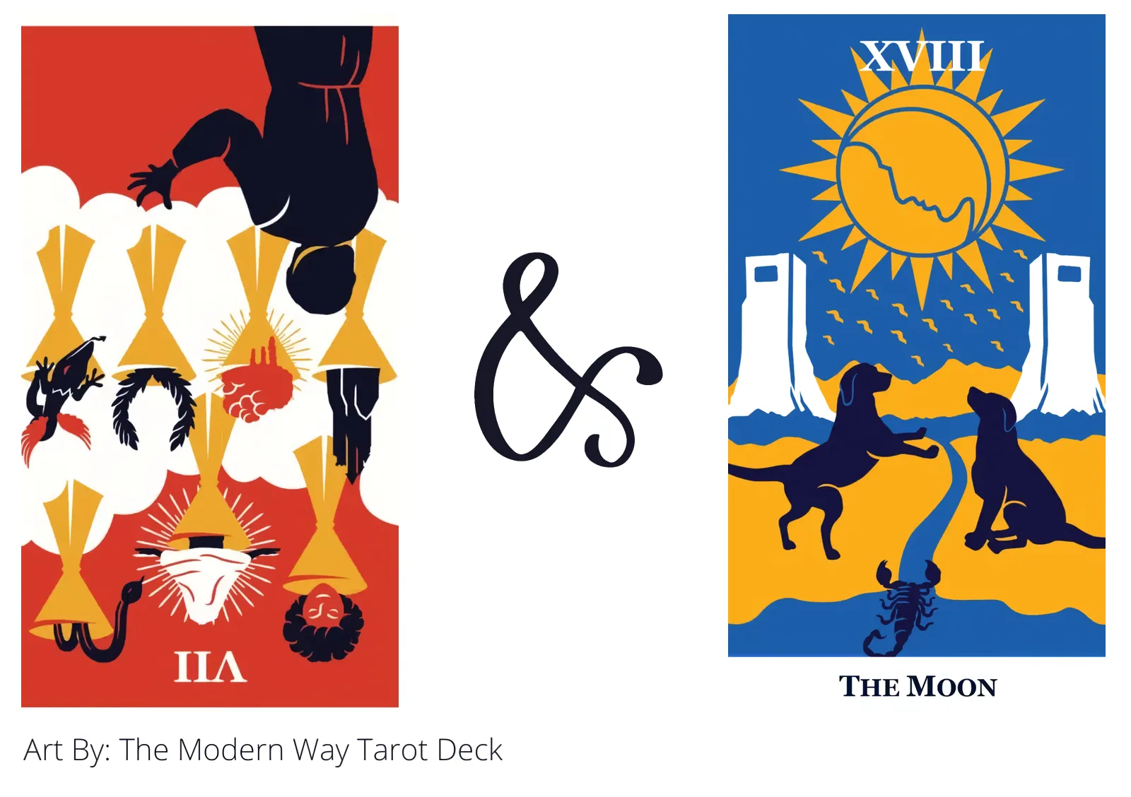 seven of cups reversed and the moon tarot cards together