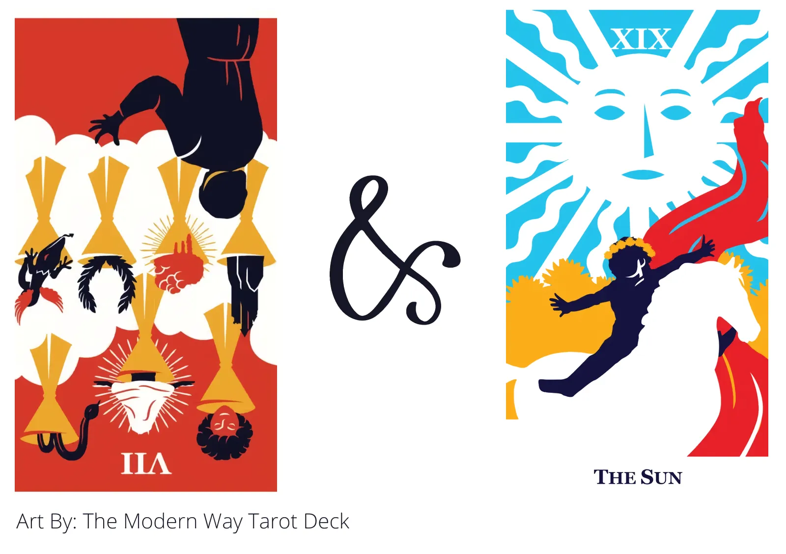 seven of cups reversed and the sun tarot cards together