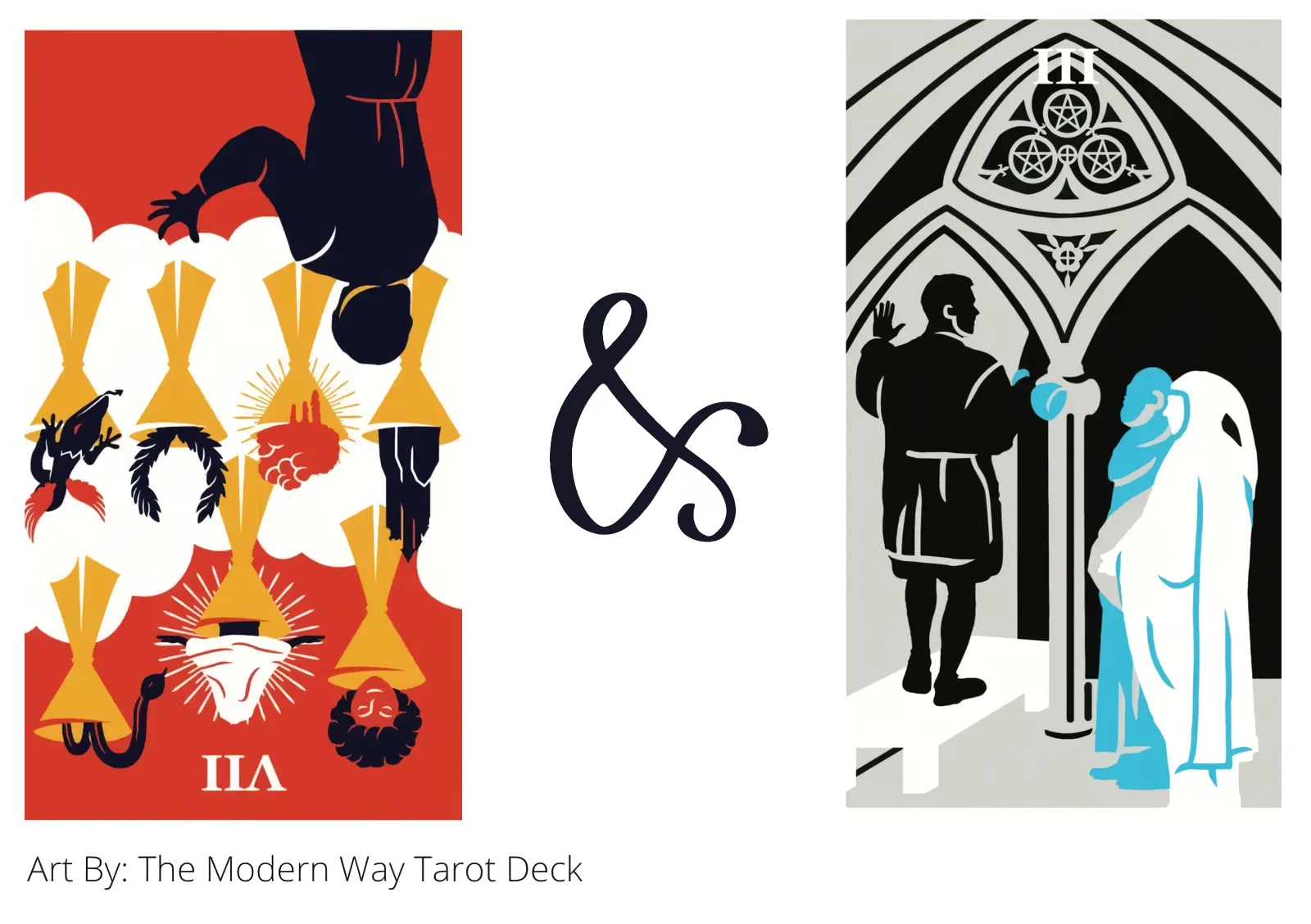 seven of cups reversed and three of pentacles tarot cards together