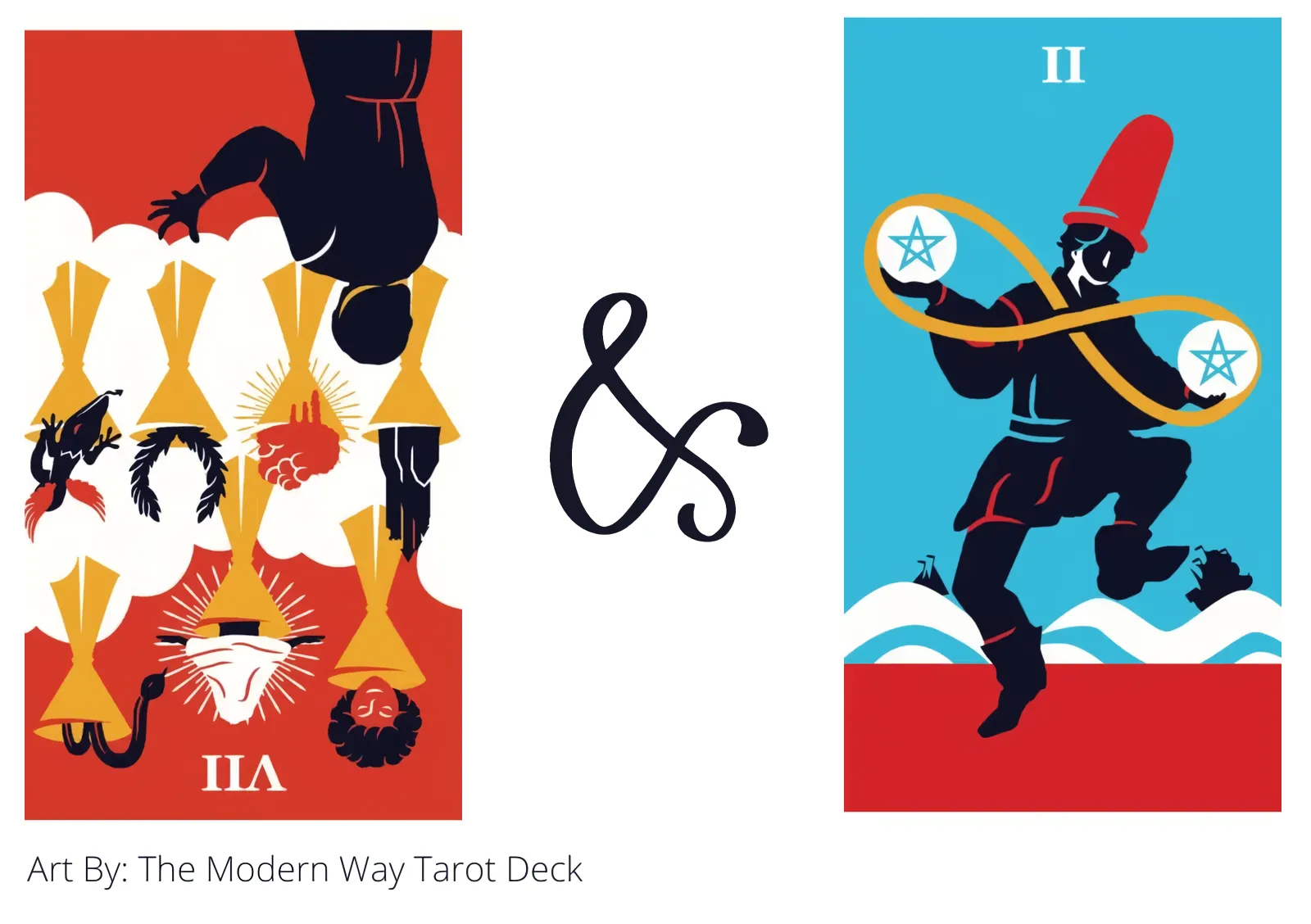 seven of cups reversed and two of pentacles tarot cards together