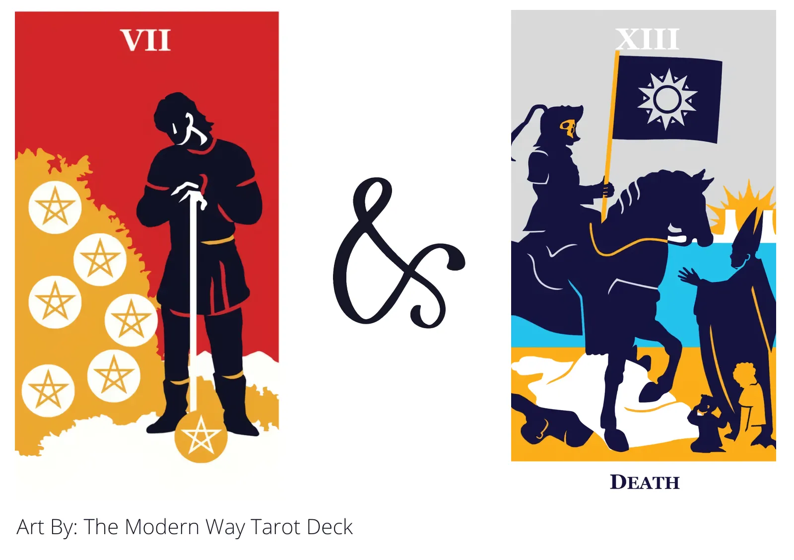 seven of pentacles and death tarot cards together