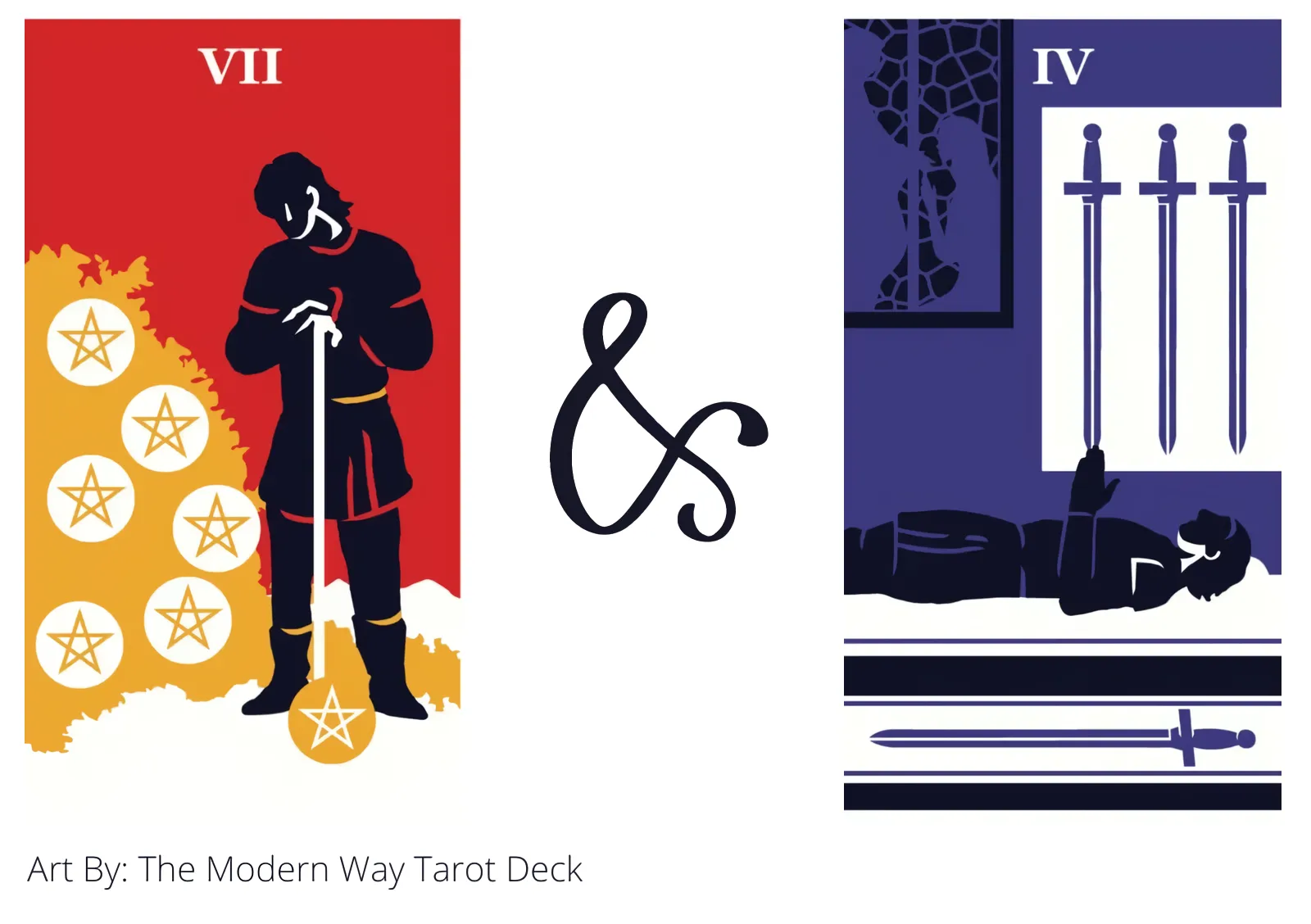 seven of pentacles and four of swords tarot cards together