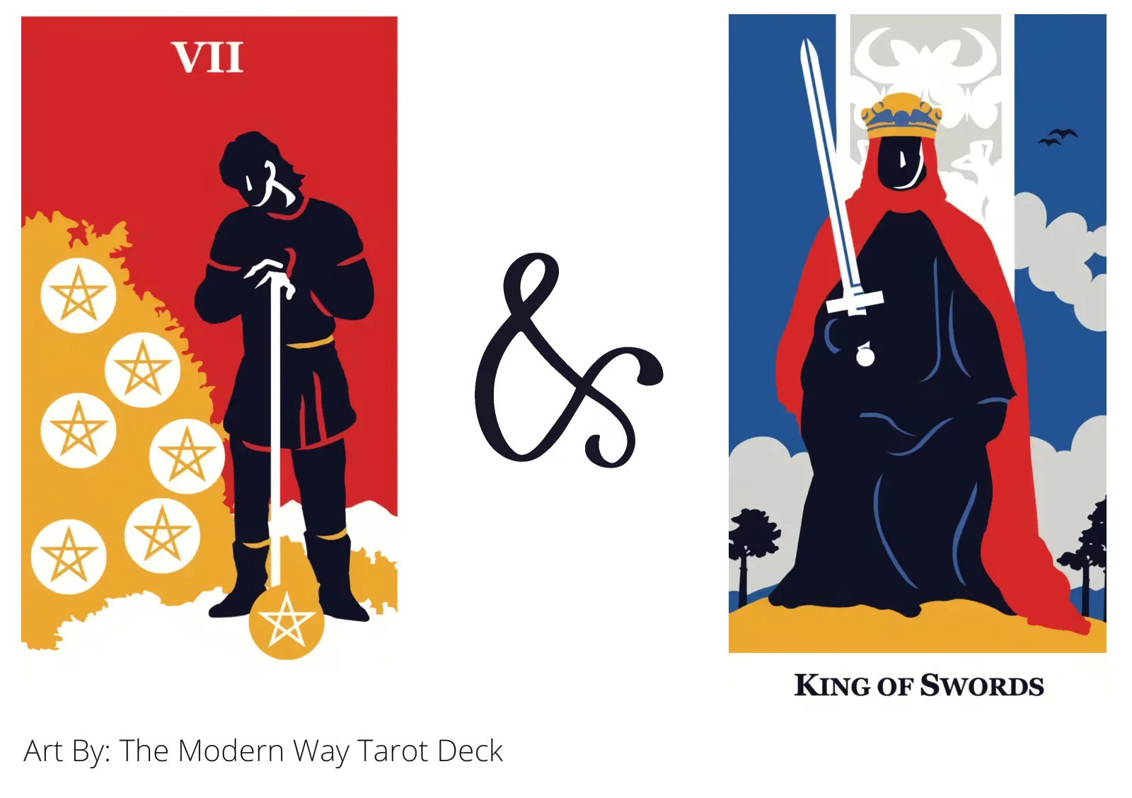 seven of pentacles and king of swords tarot cards together