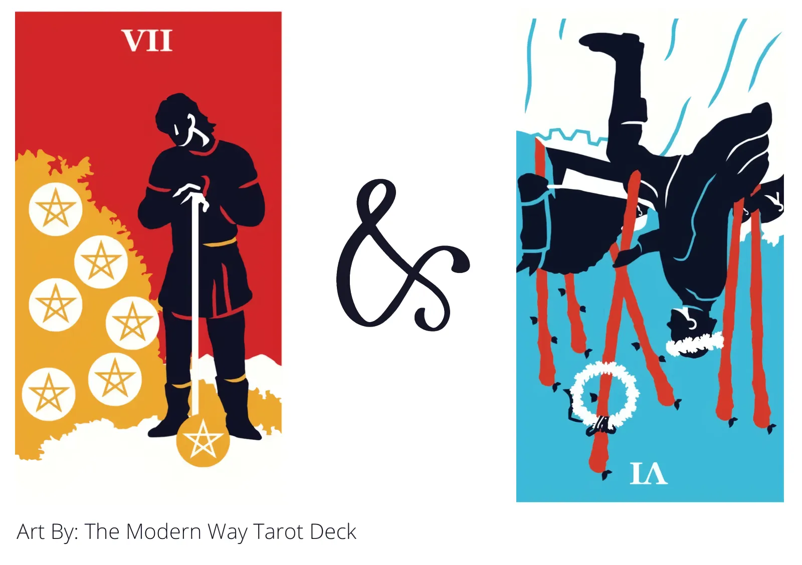 seven of pentacles and six of wands reversed tarot cards together