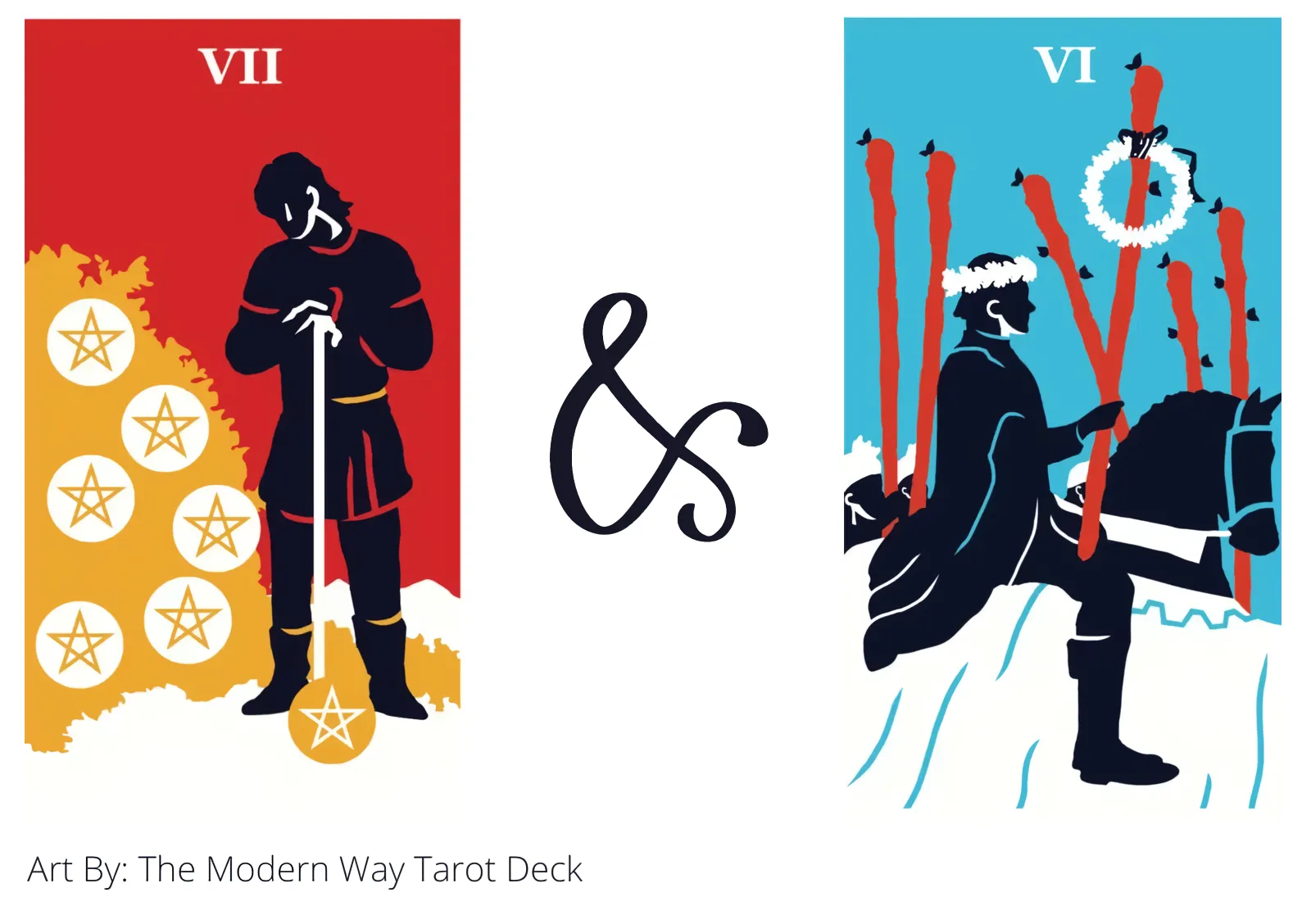 seven of pentacles and six of wands tarot cards together