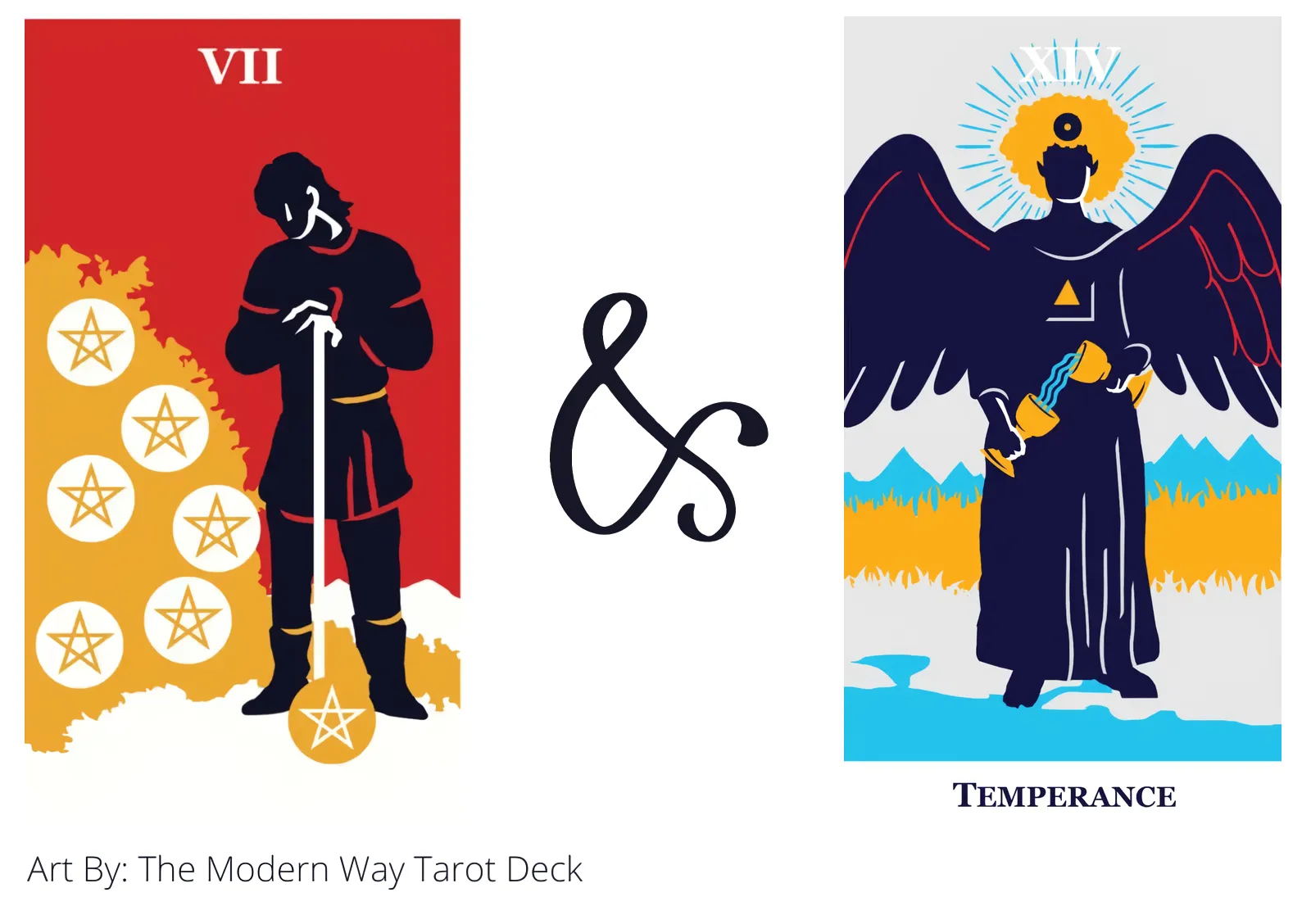 seven of pentacles and temperance tarot cards together
