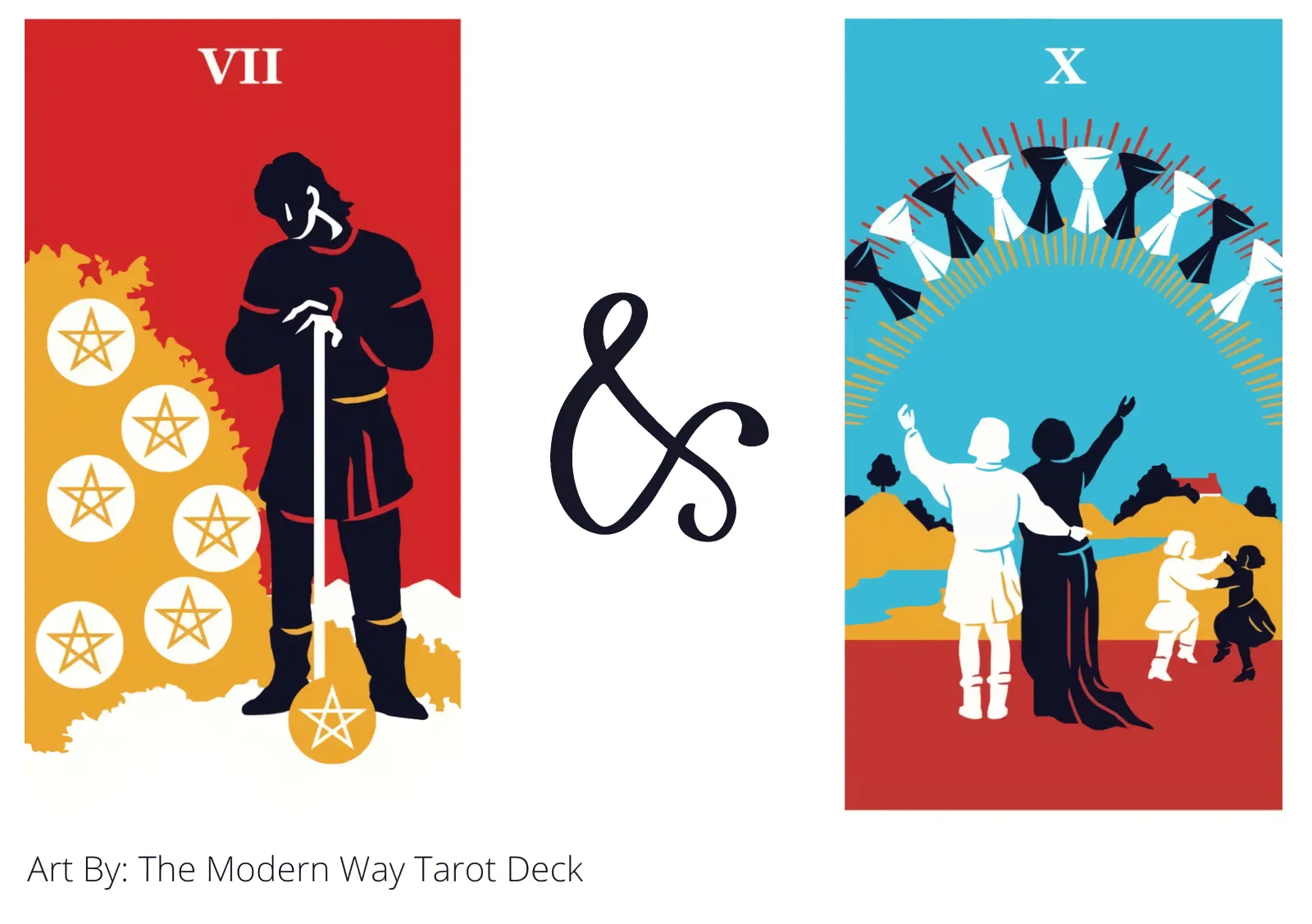 seven of pentacles and ten of cups tarot cards together