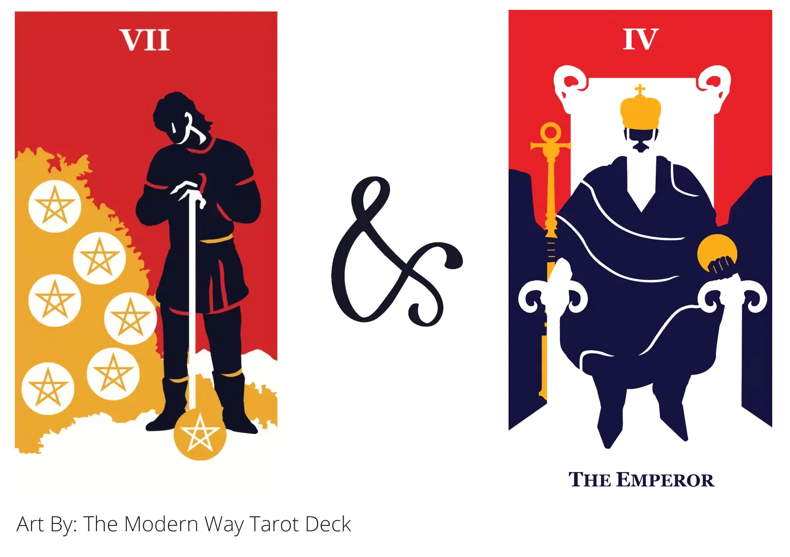 seven of pentacles and the emperor tarot cards together