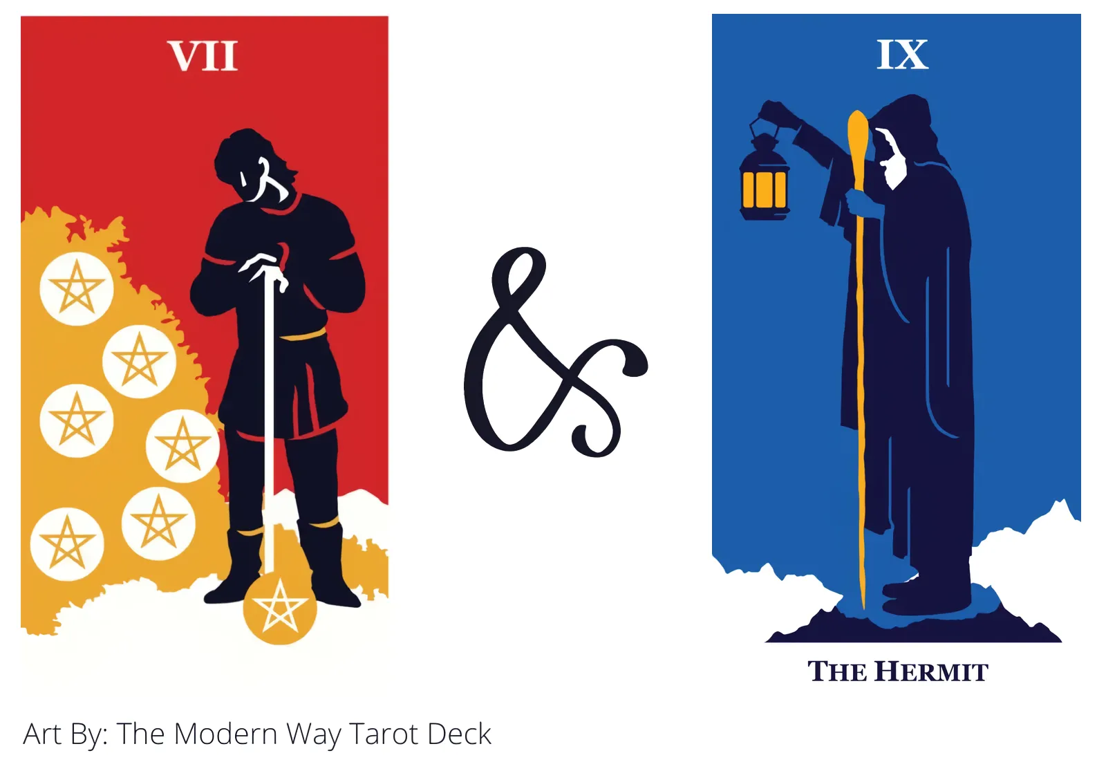 seven of pentacles and the hermit tarot cards together