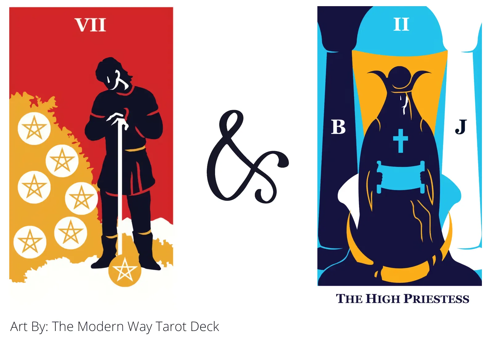 seven of pentacles and the high priestess tarot cards together