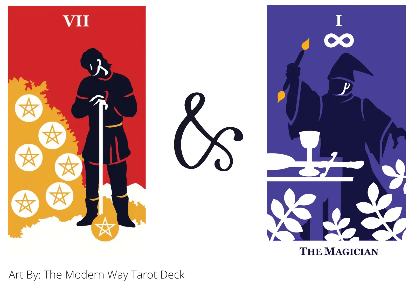 seven of pentacles and the magician tarot cards together