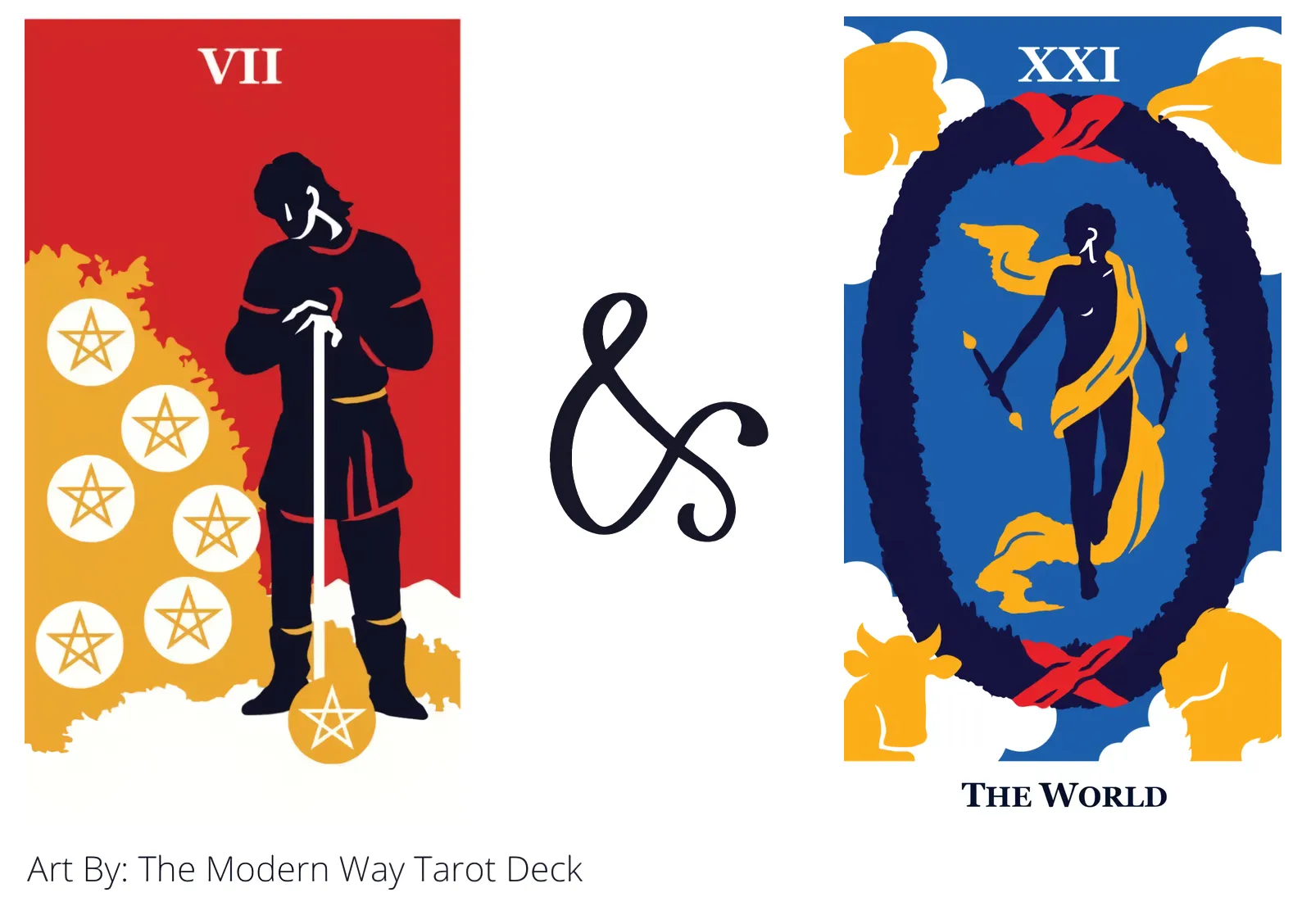 seven of pentacles and the world tarot cards together