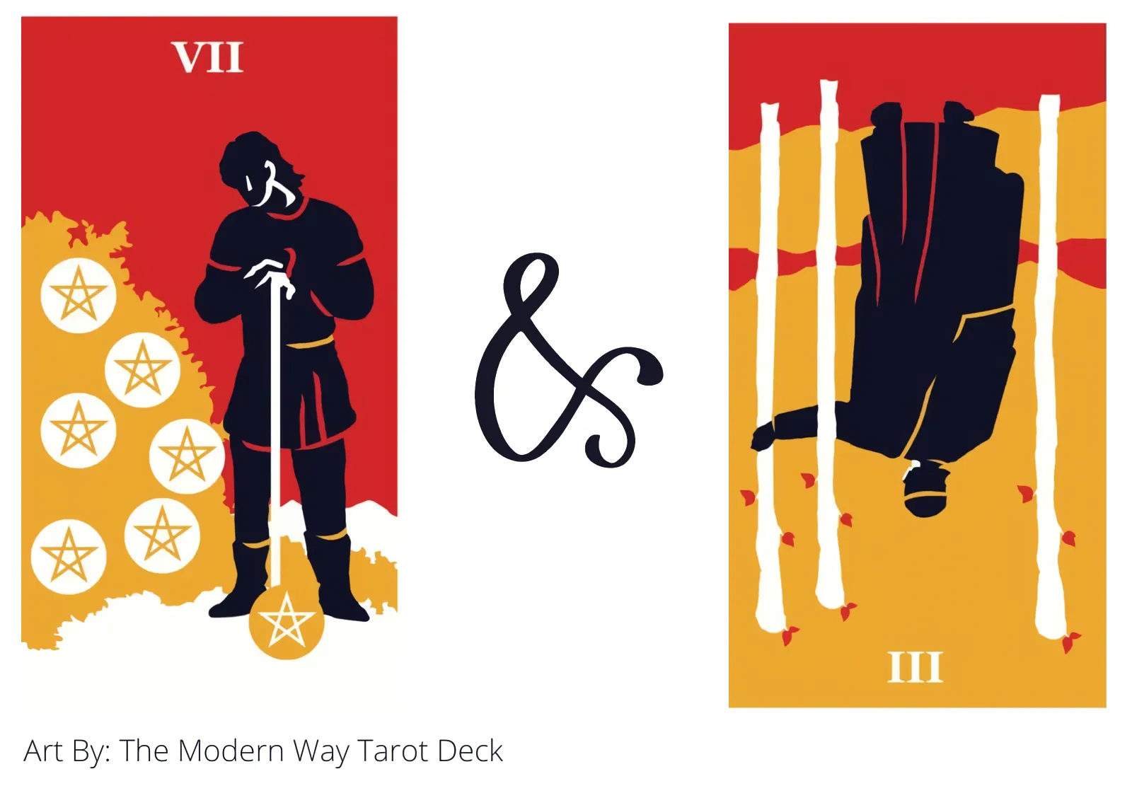 seven of pentacles and three of wands reversed tarot cards together