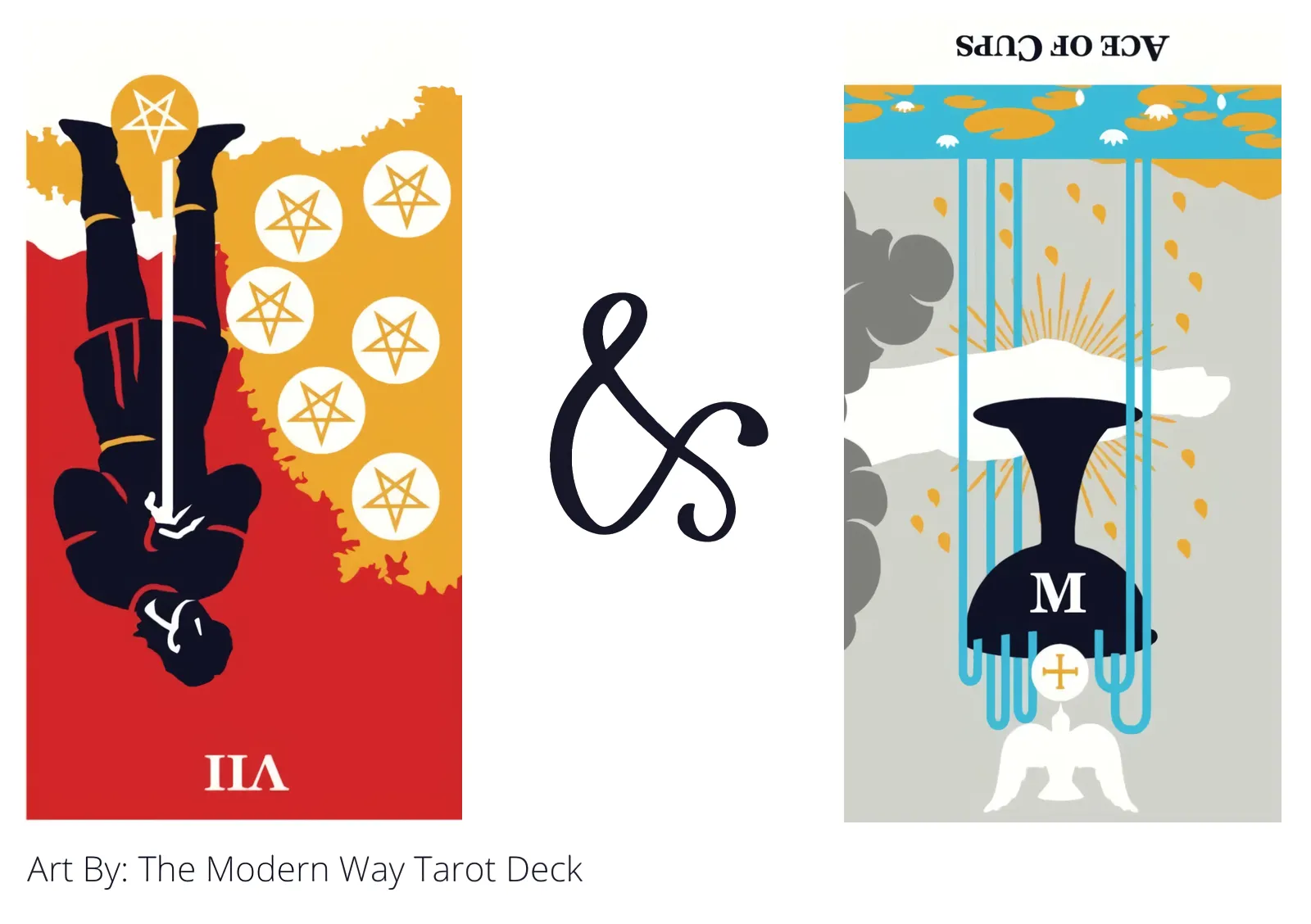 seven of pentacles reversed and ace of cups reversed tarot cards together