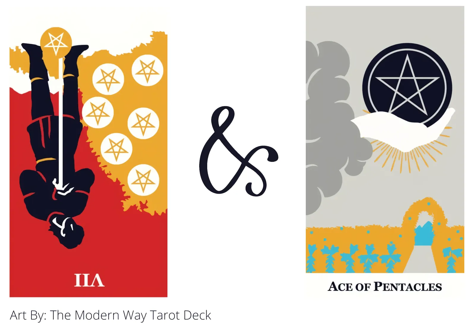 seven of pentacles reversed and ace of pentacles tarot cards together