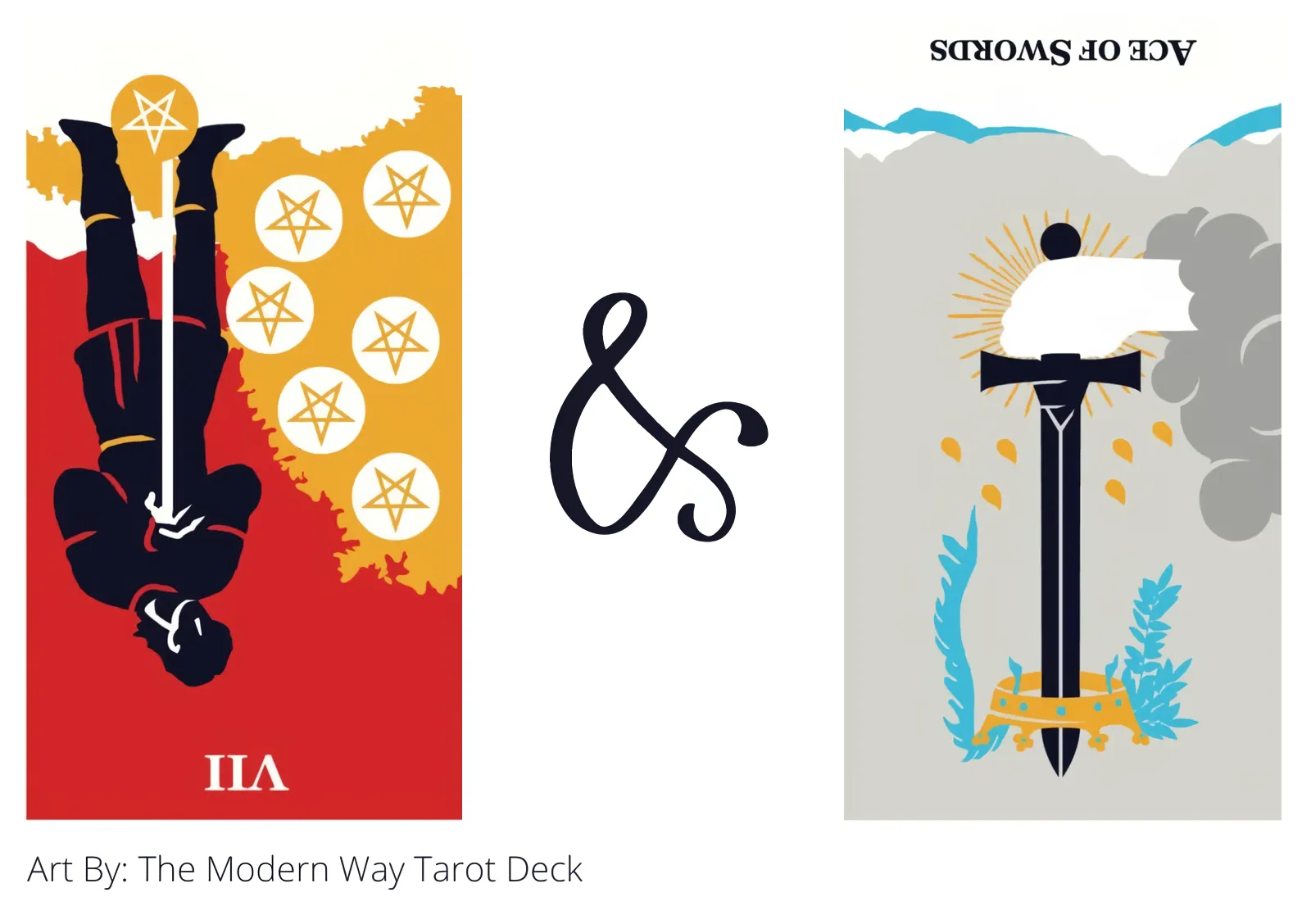 seven of pentacles reversed and ace of swords reversed tarot cards together