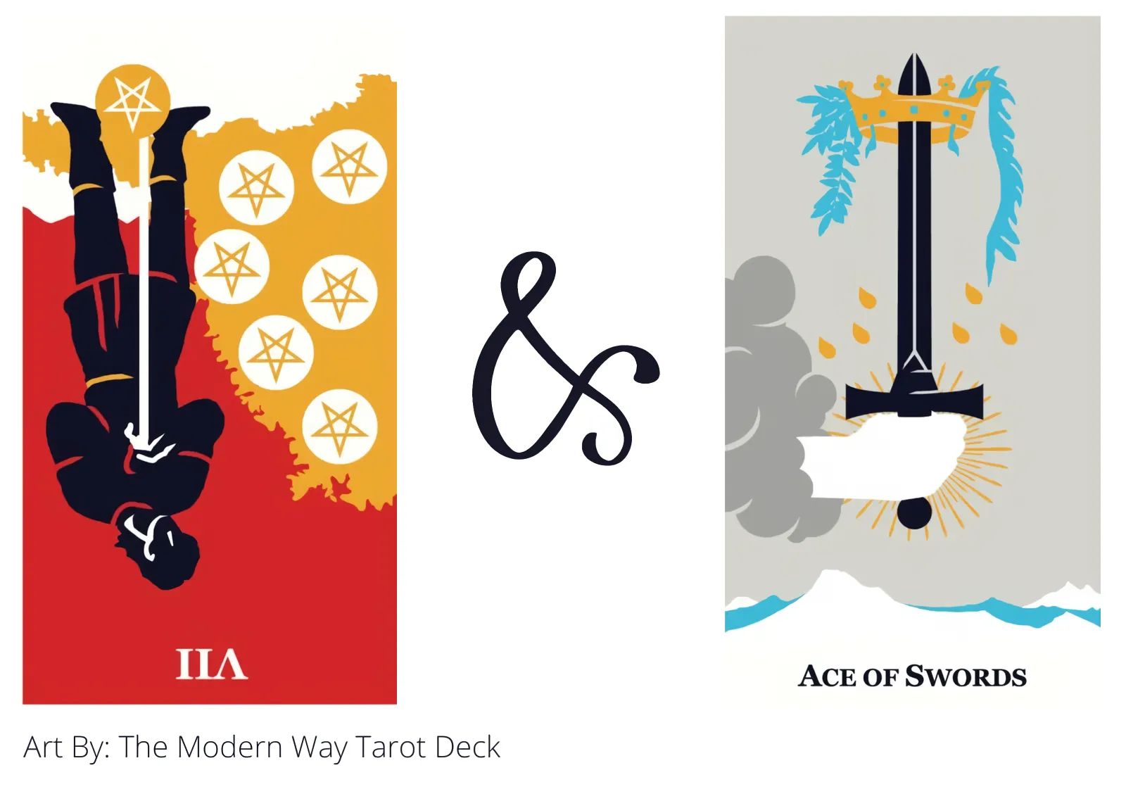 seven of pentacles reversed and ace of swords tarot cards together