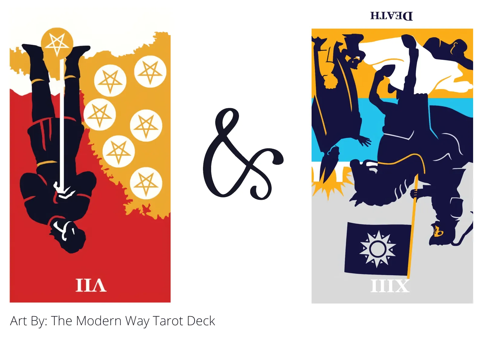 seven of pentacles reversed and death reversed tarot cards together