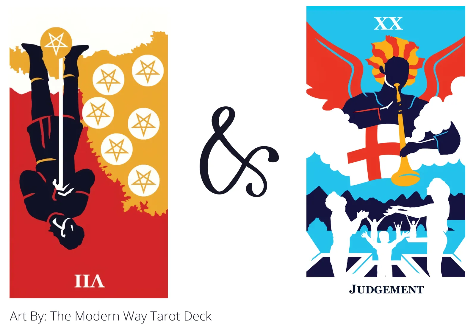seven of pentacles reversed and judgement tarot cards together