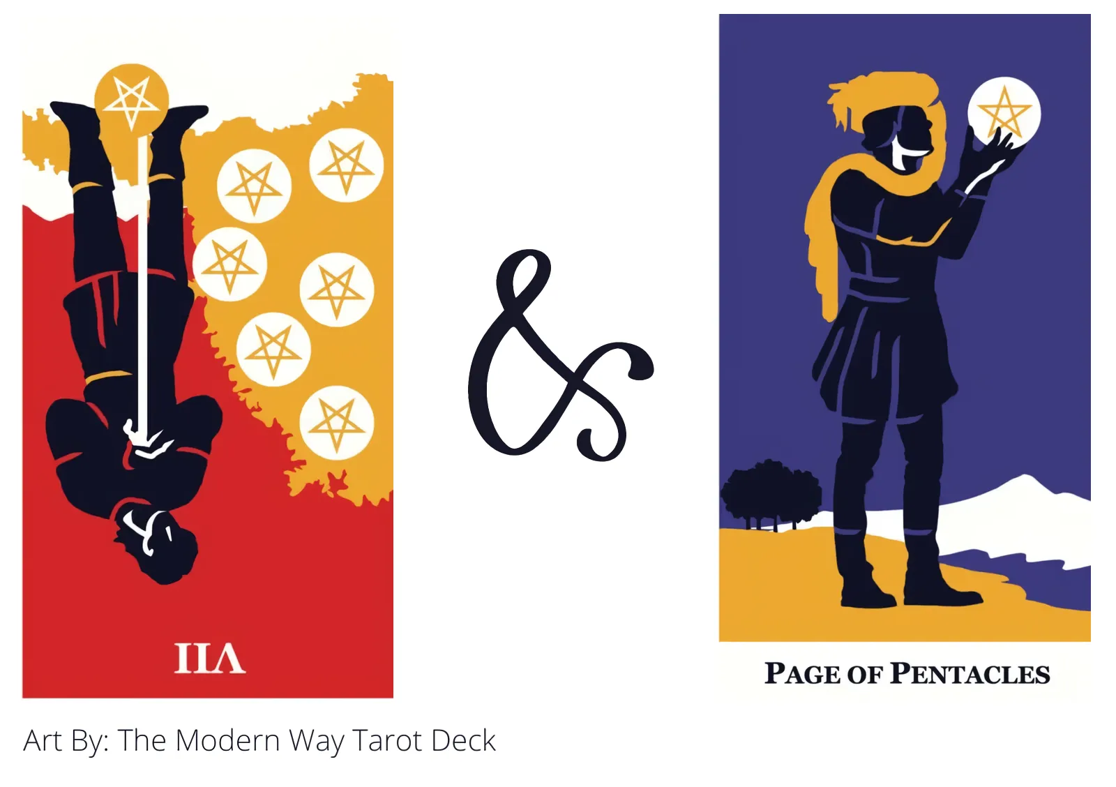 seven of pentacles reversed and page of pentacles tarot cards together