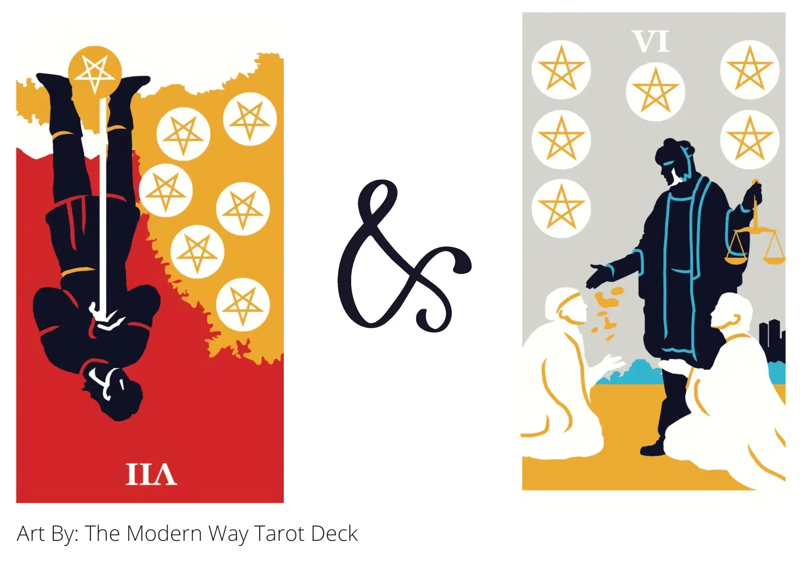 seven of pentacles reversed and six of pentacles tarot cards together