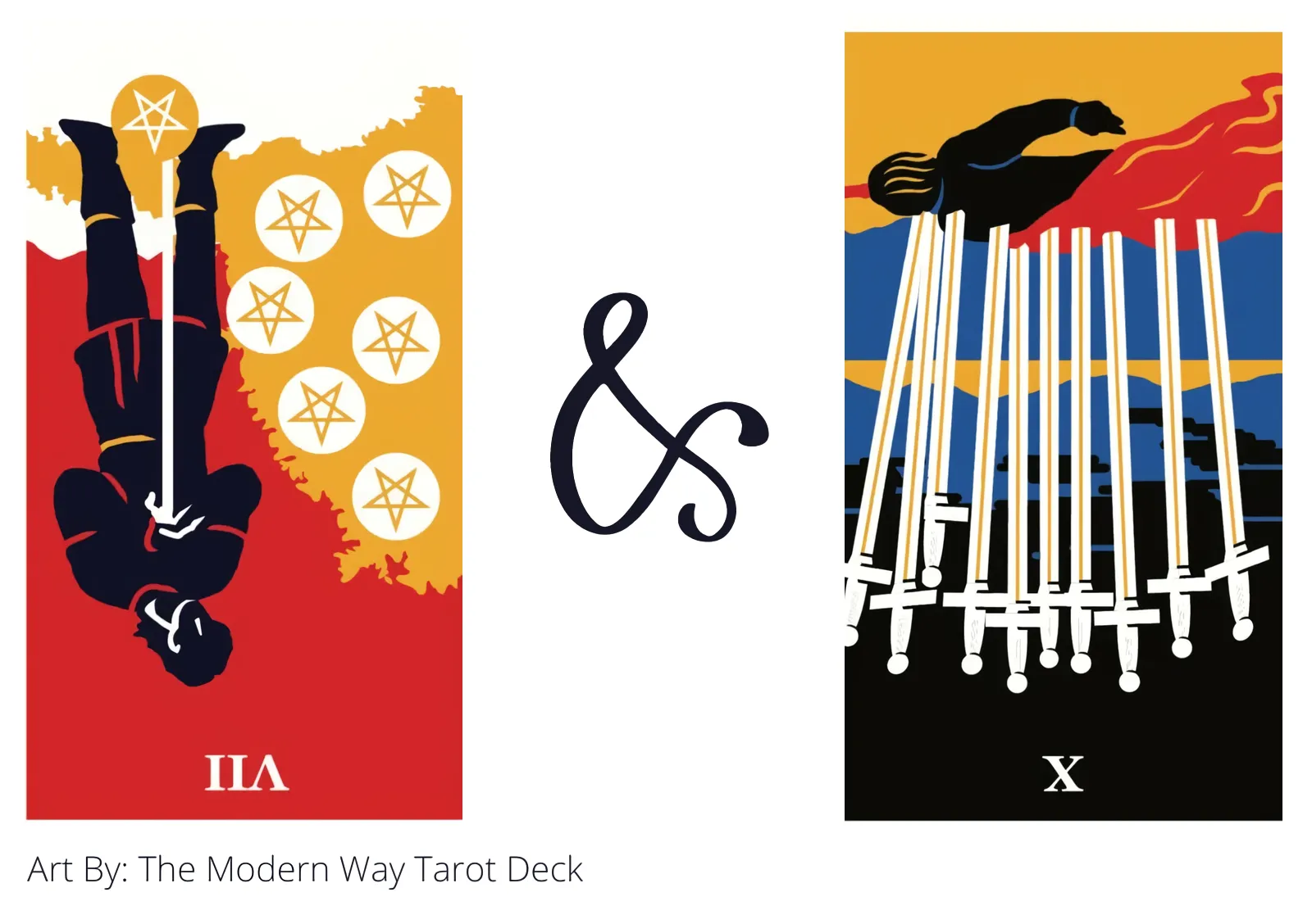 seven of pentacles reversed and ten of swords reversed tarot cards together