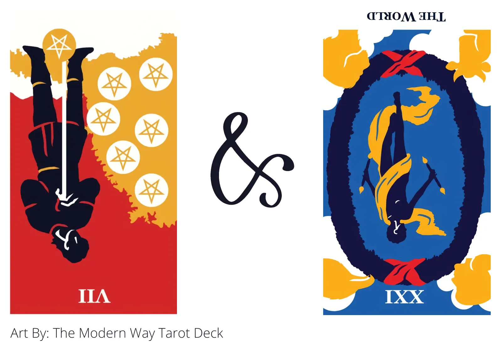 seven of pentacles reversed and the world reversed tarot cards together