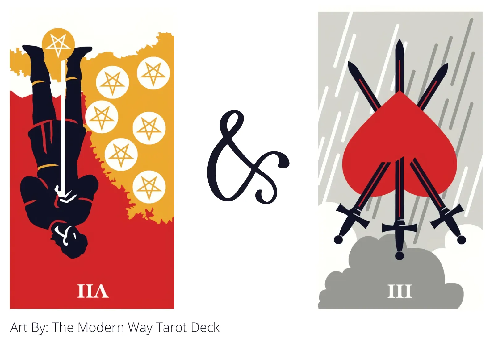 seven of pentacles reversed and three of swords reversed tarot cards together
