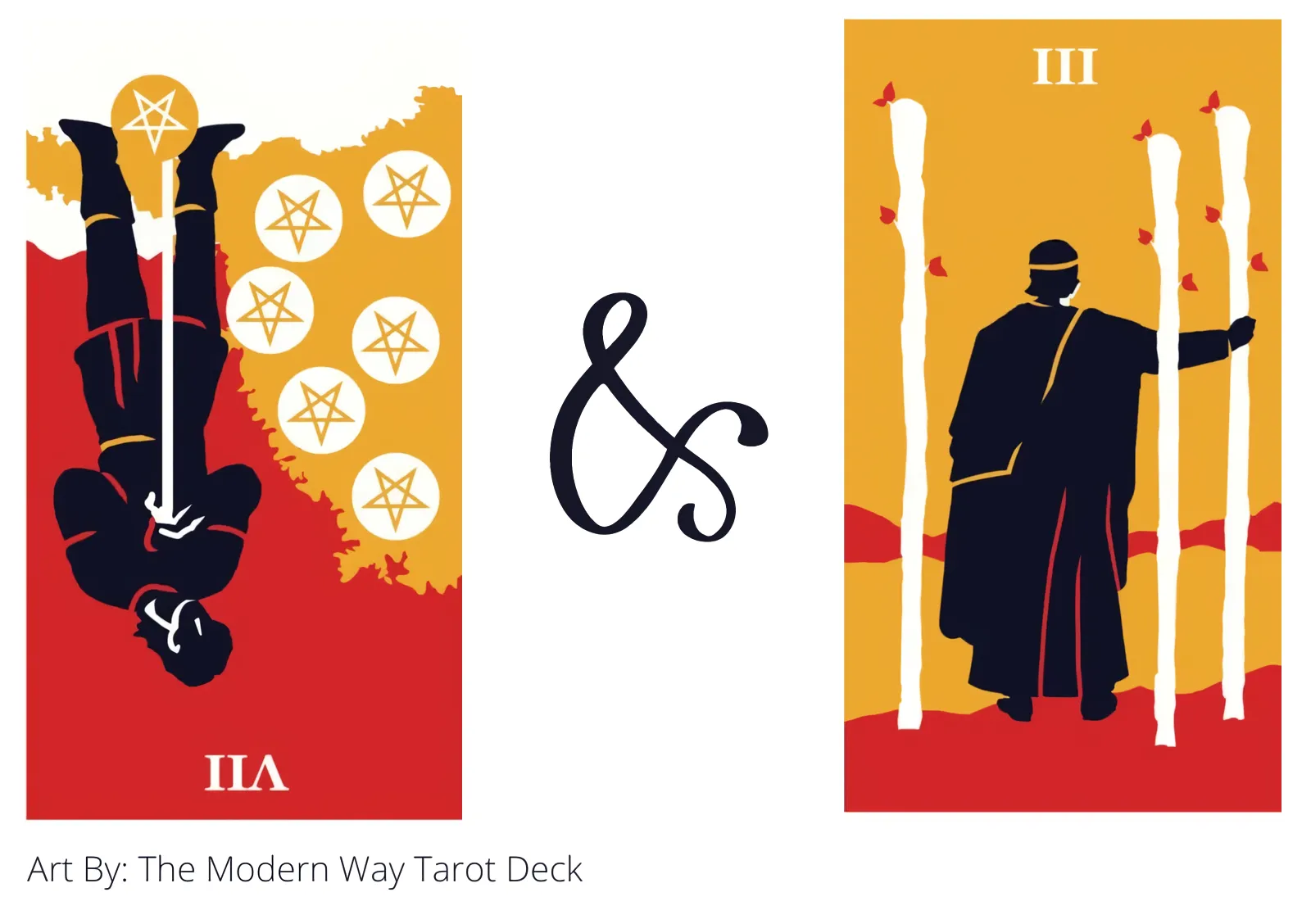 seven of pentacles reversed and three of wands tarot cards together