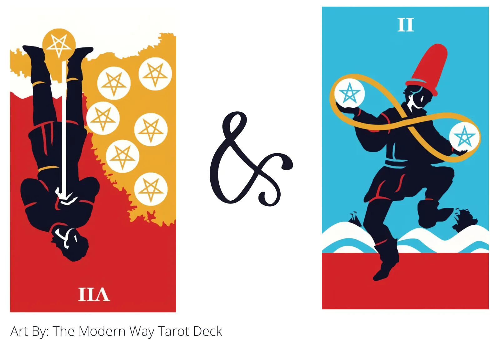 seven of pentacles reversed and two of pentacles tarot cards together