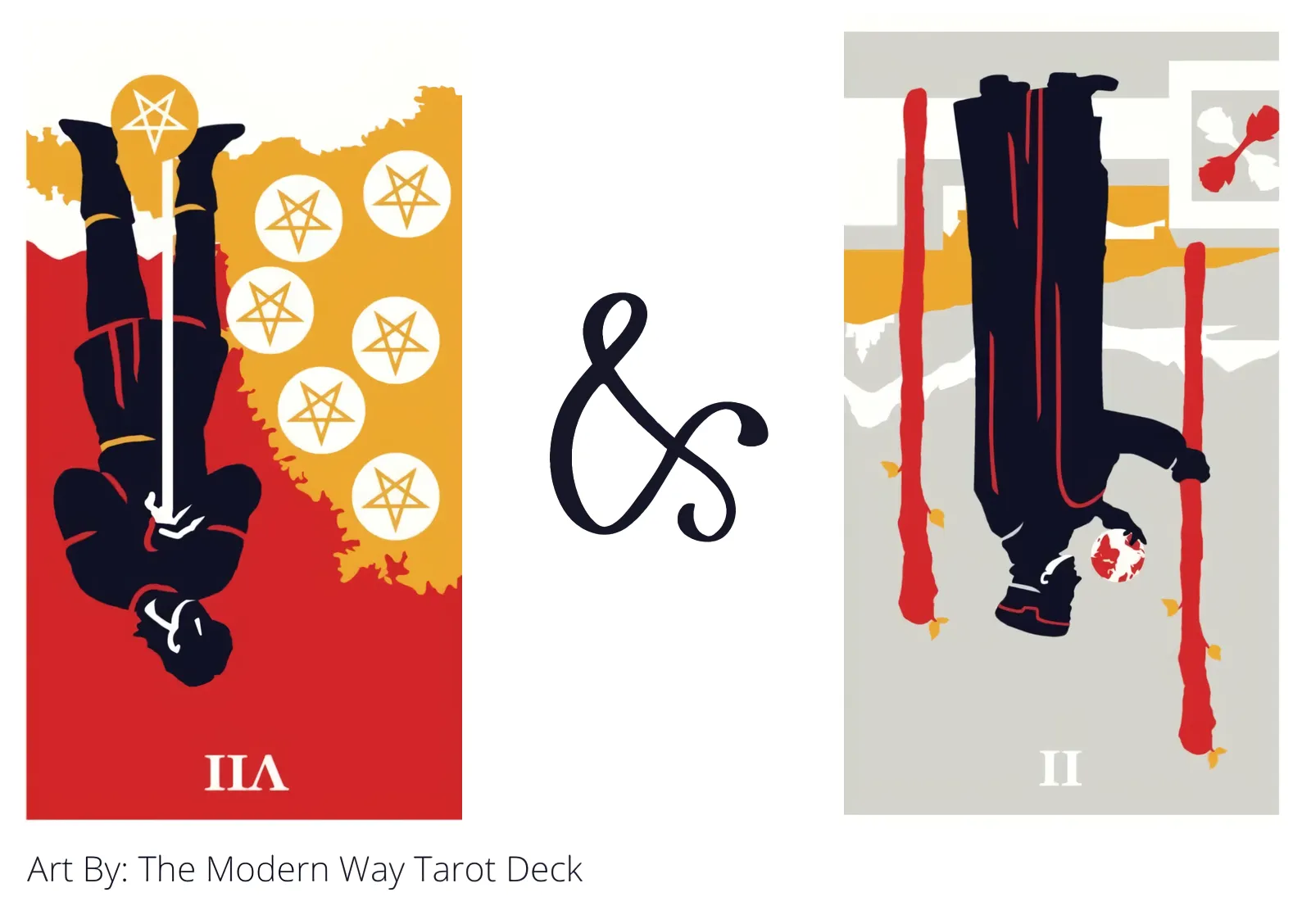 seven of pentacles reversed and two of wands reversed tarot cards together