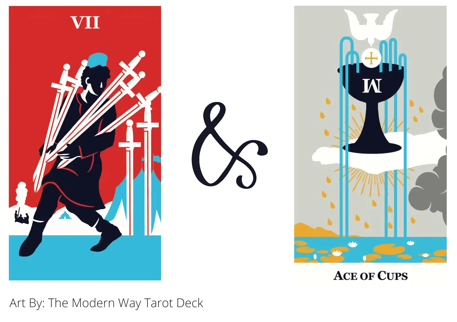 seven of swords and ace of cups tarot cards together
