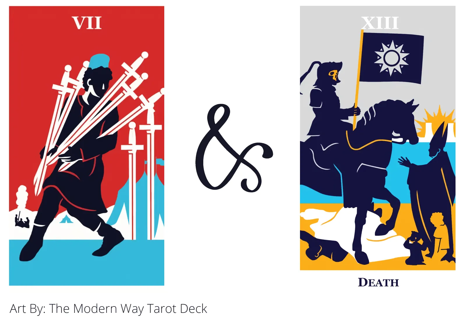 seven of swords and death tarot cards together