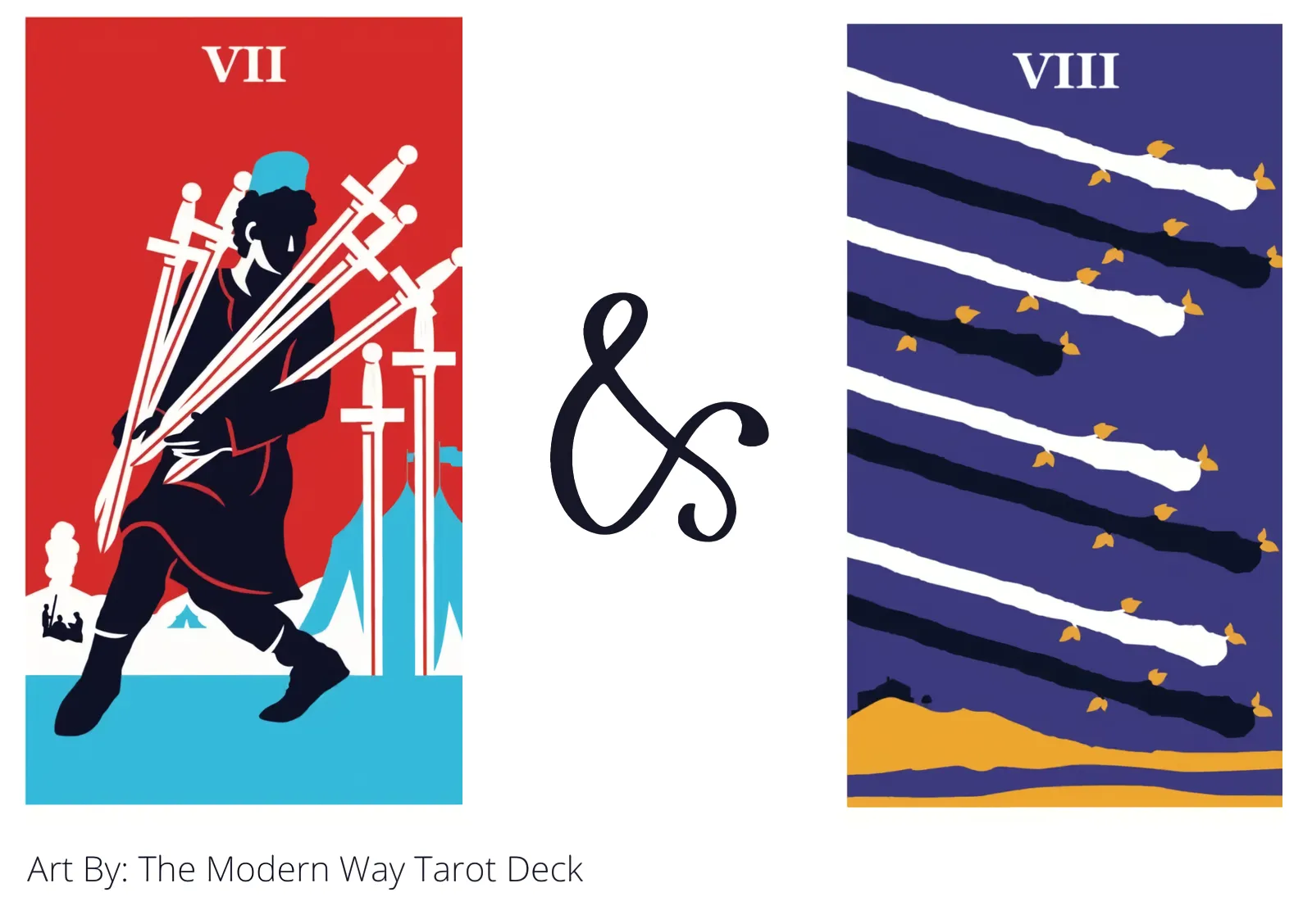 seven of swords and eight of wands tarot cards together