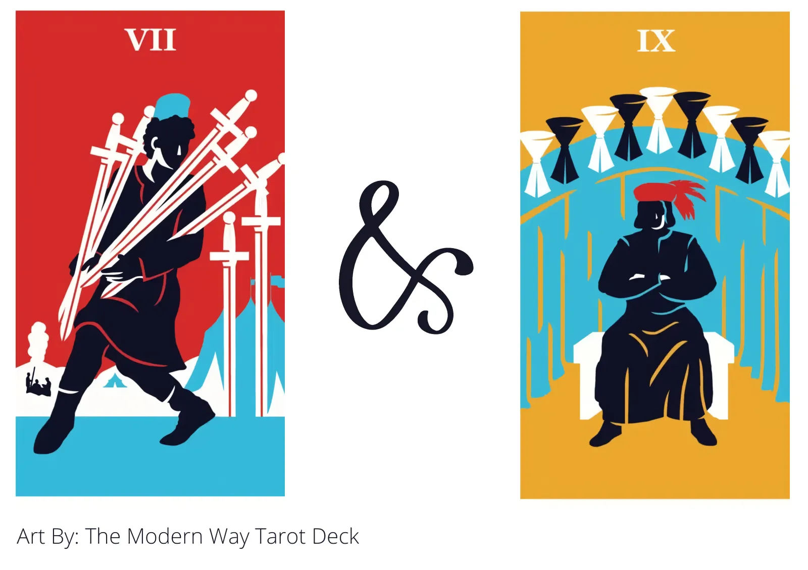 seven of swords and nine of cups tarot cards together