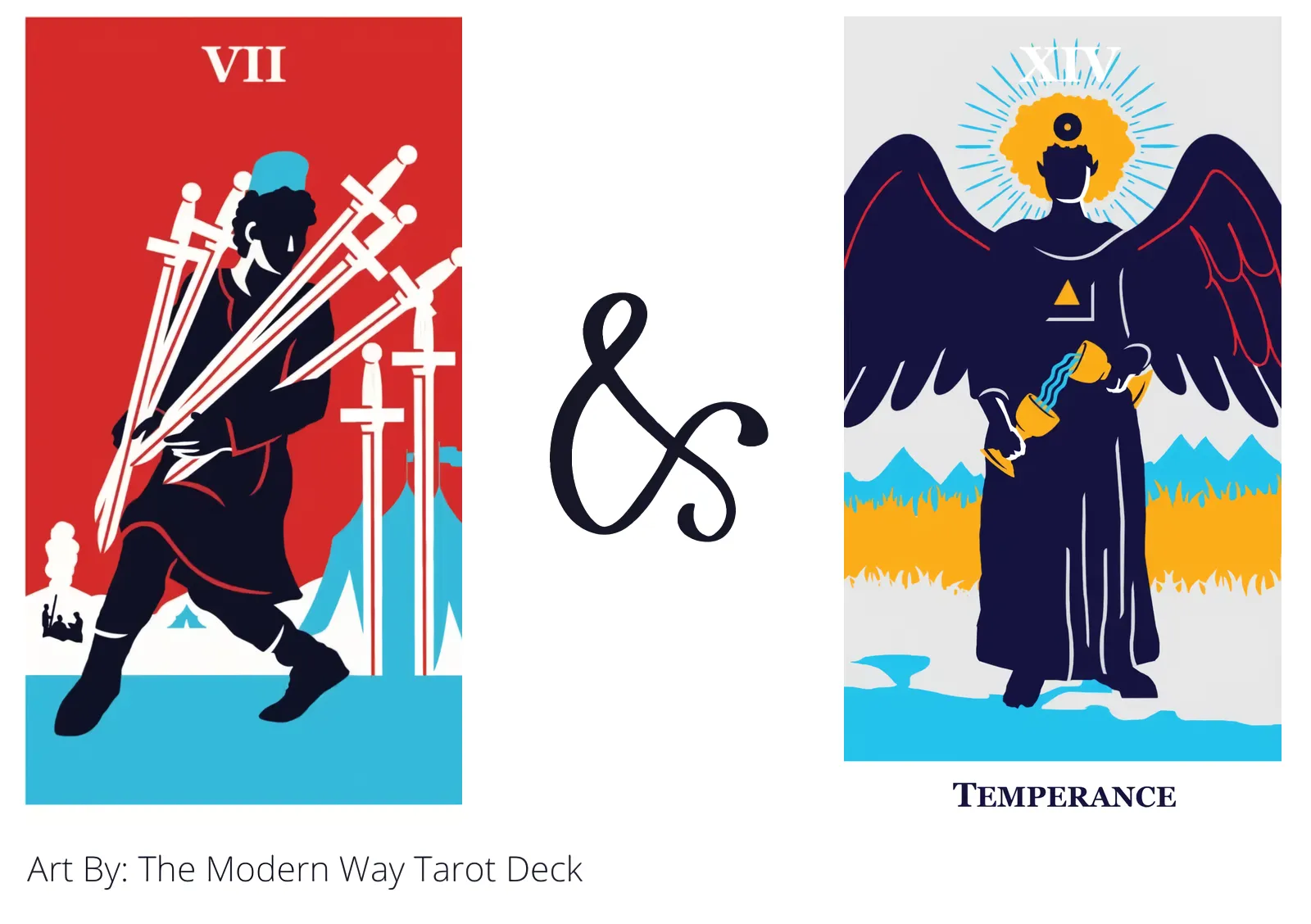 seven of swords and temperance tarot cards together