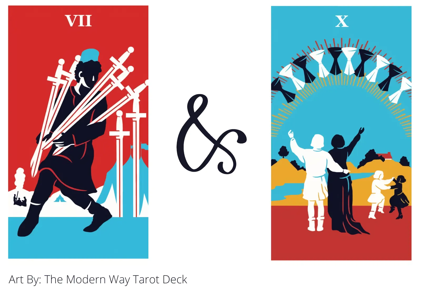 seven of swords and ten of cups tarot cards together