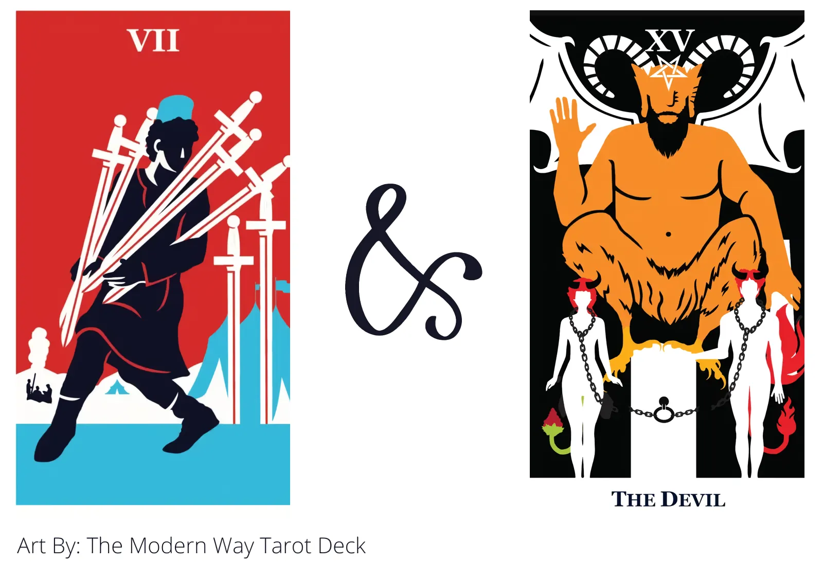 seven of swords and the devil tarot cards together