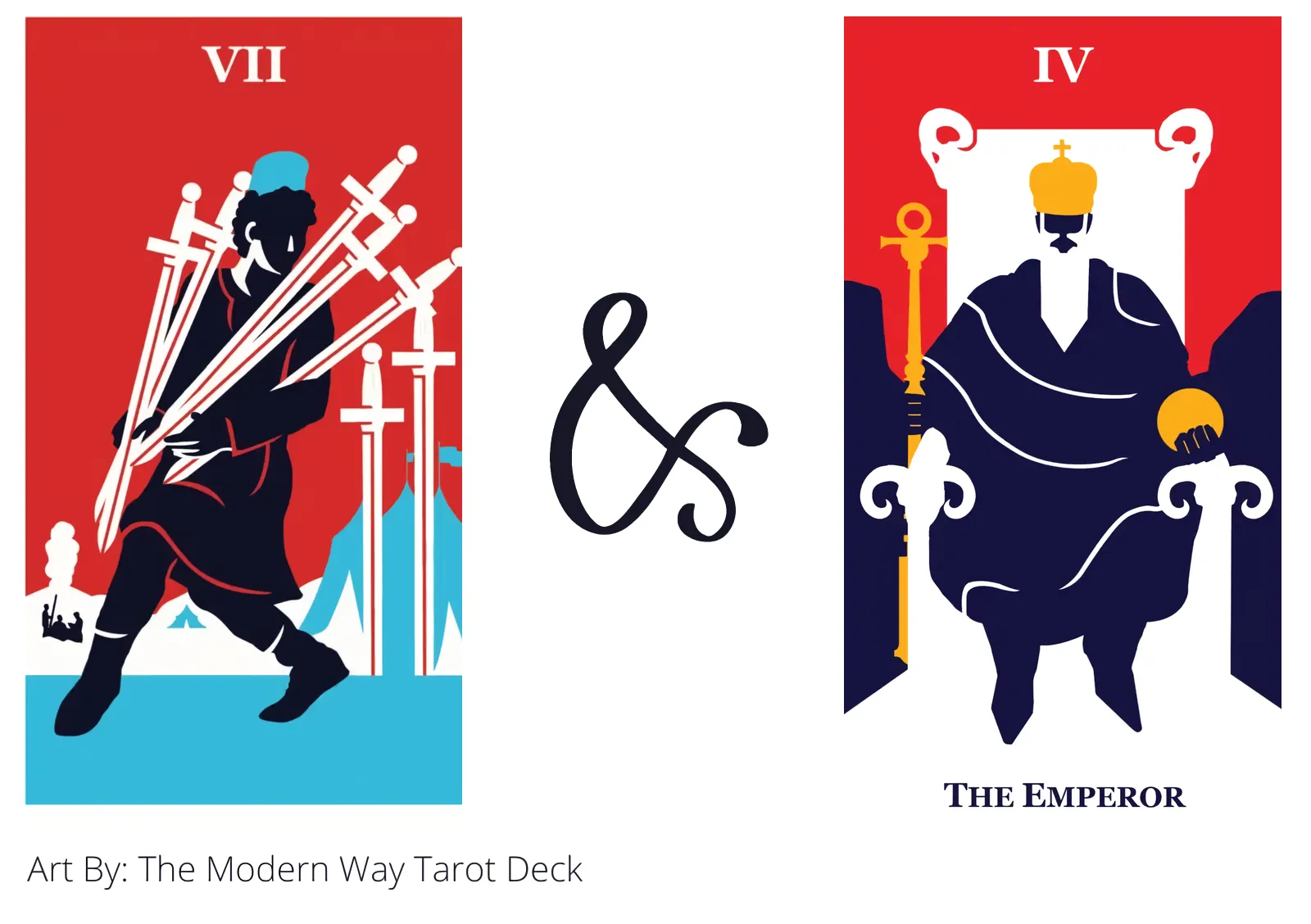 seven of swords and the emperor tarot cards together