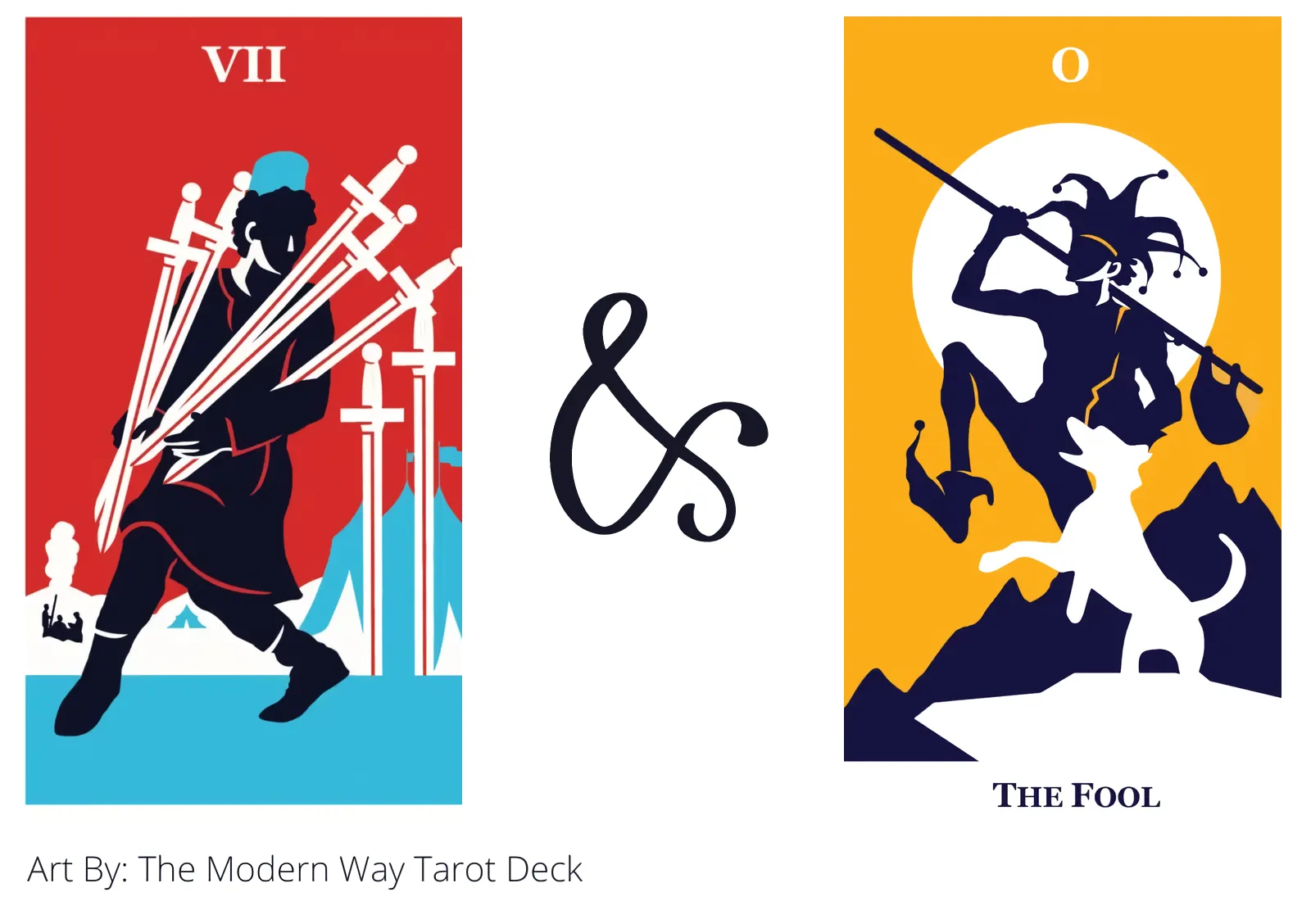 seven of swords and the fool tarot cards together