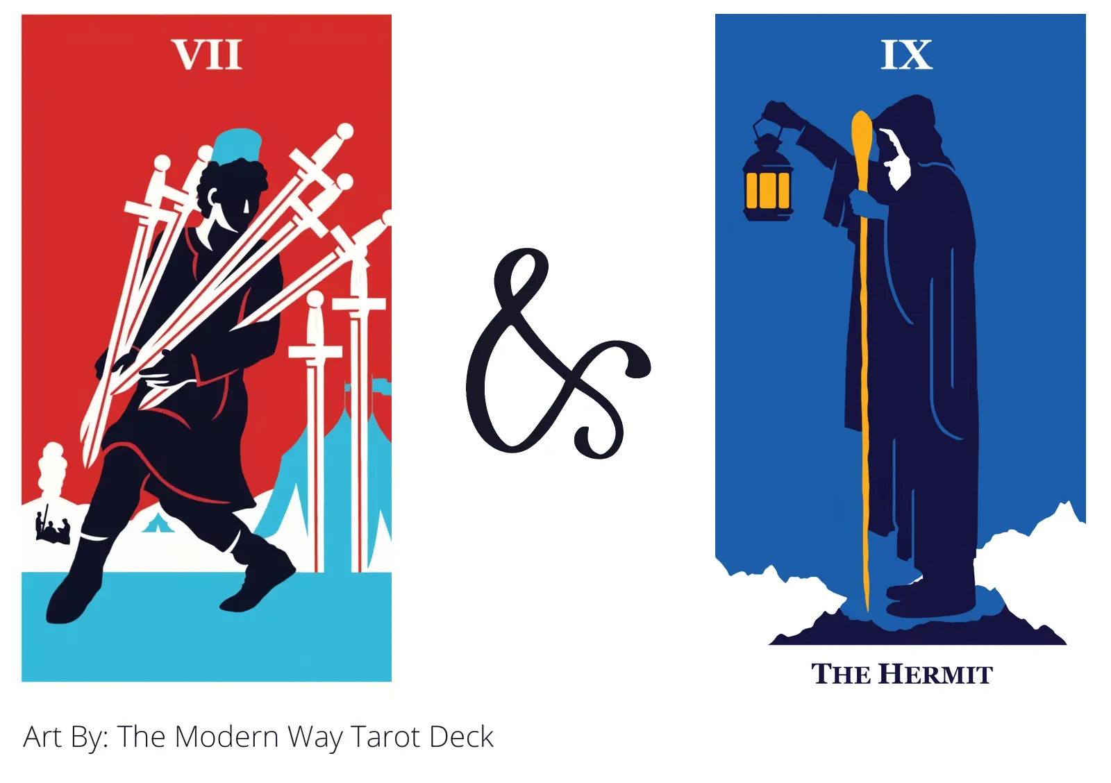 seven of swords and the hermit tarot cards together