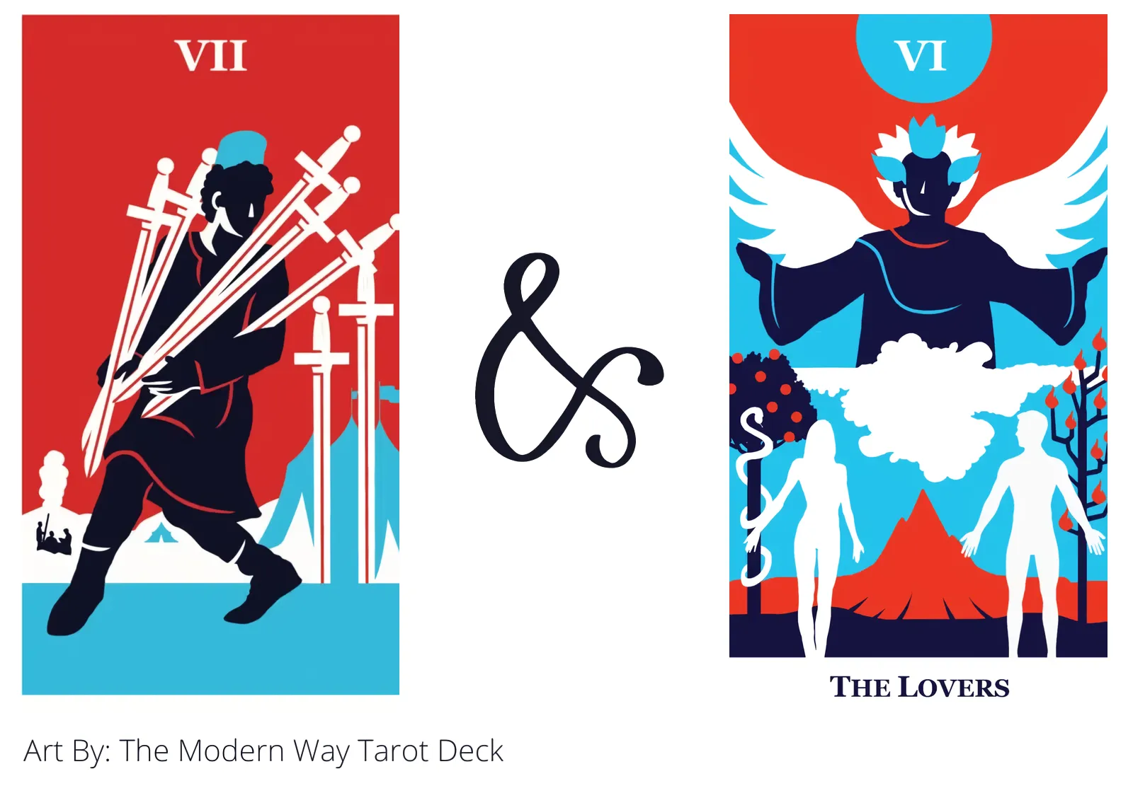 seven of swords and the lovers tarot cards together