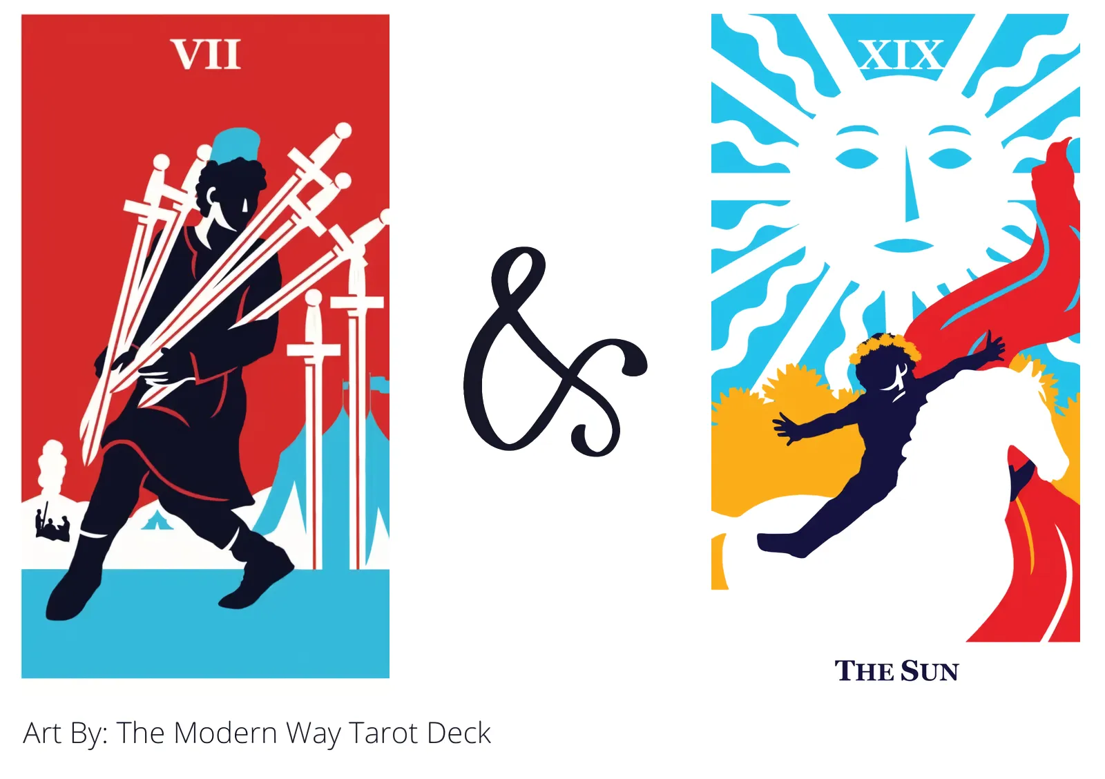 seven of swords and the sun tarot cards together
