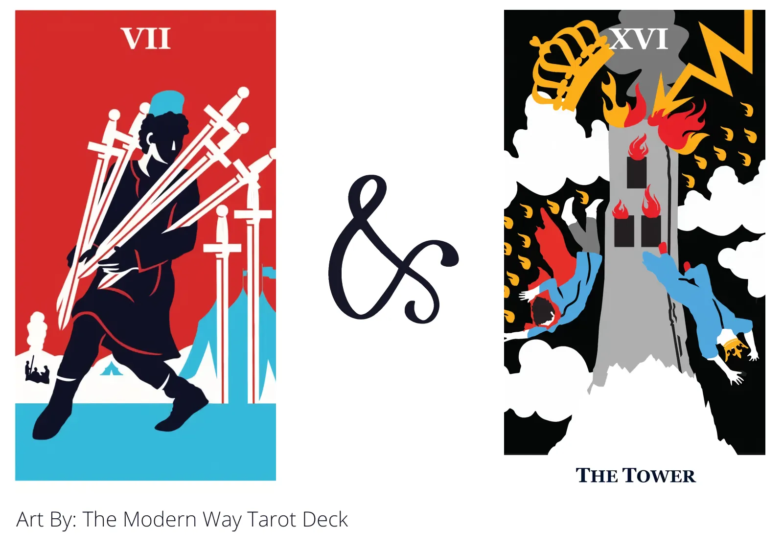 seven of swords and the tower tarot cards together
