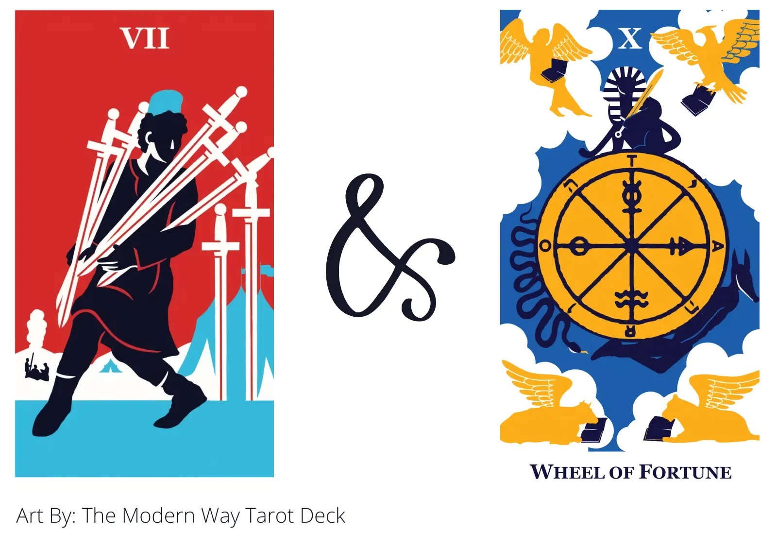 seven of swords and wheel of fortune tarot cards together