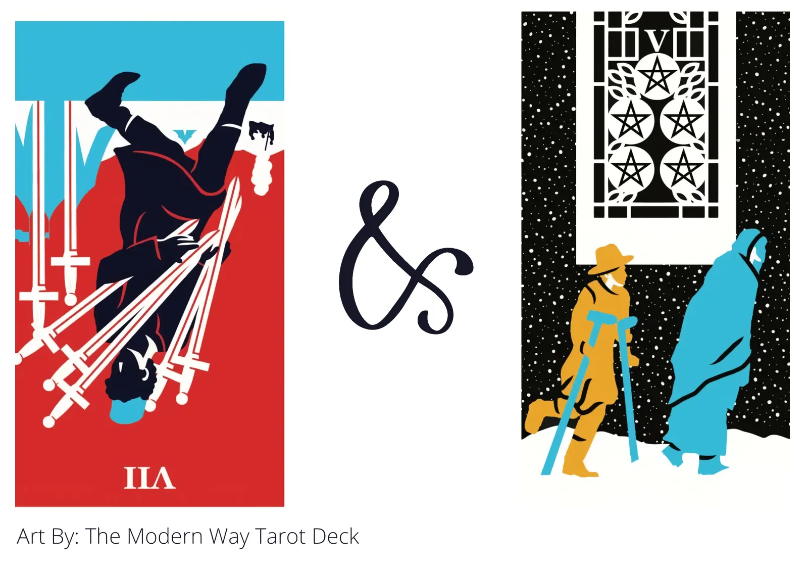 seven of swords reversed and five of pentacles tarot cards together